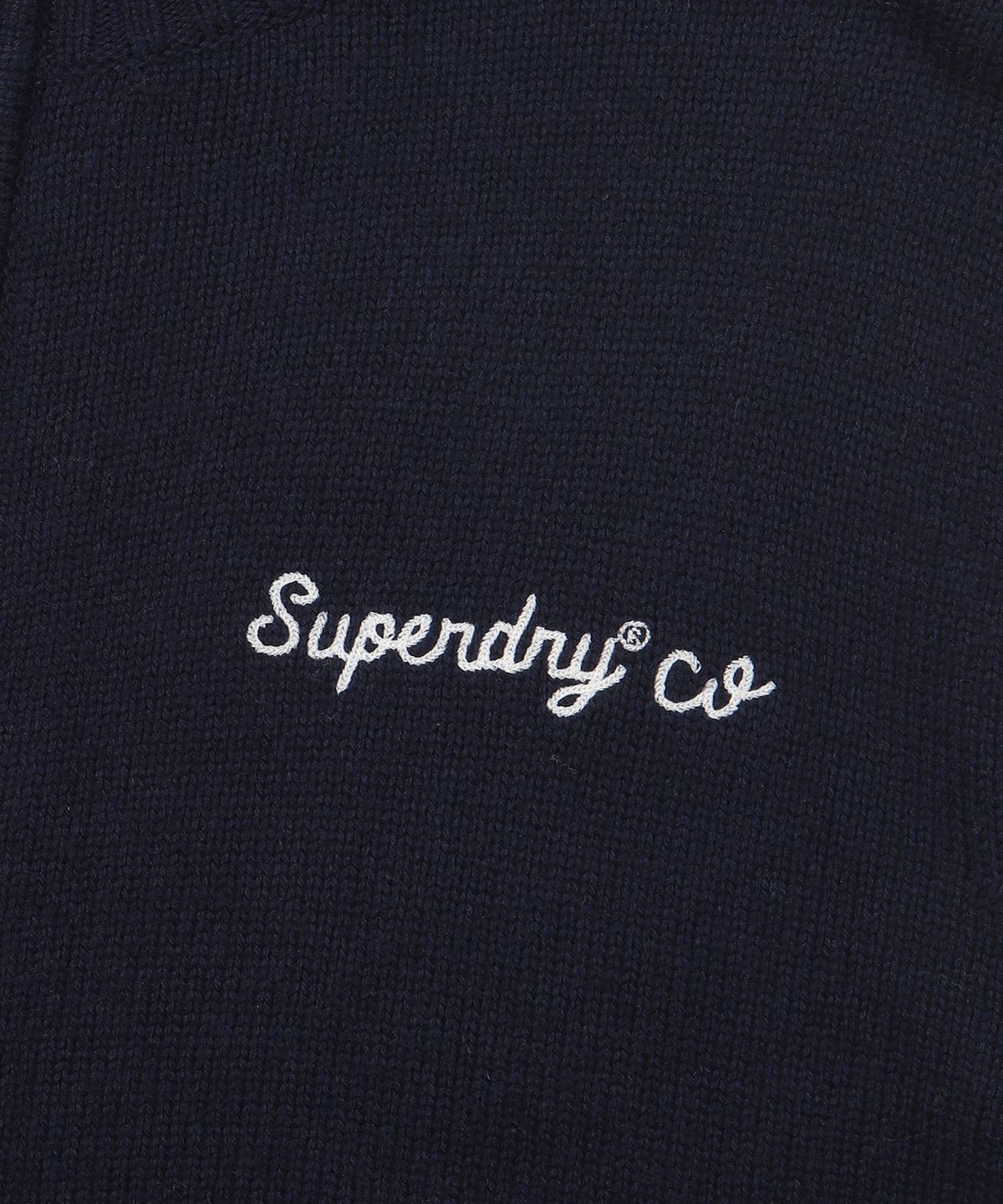 슈퍼드라이(SUPERDRY) 바시티 자수 니트 집업 네이비