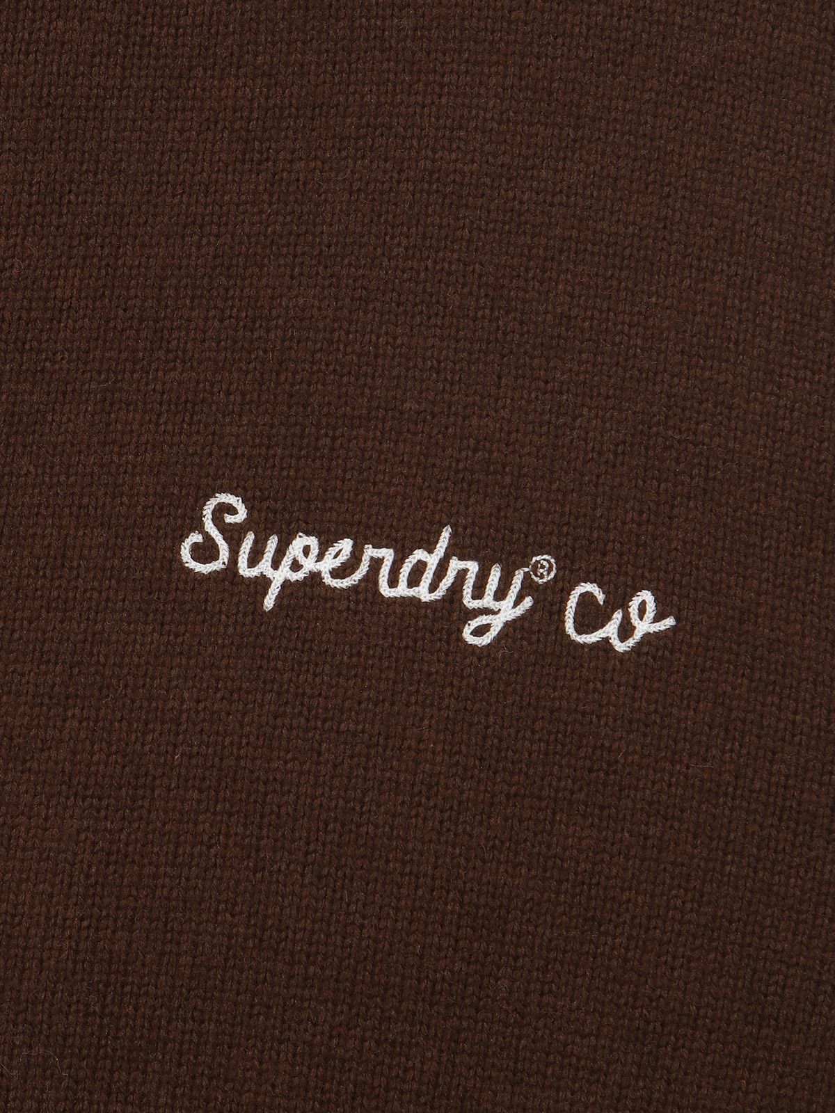 슈퍼드라이(SUPERDRY) 바시티 자수 니트 집업 브라운