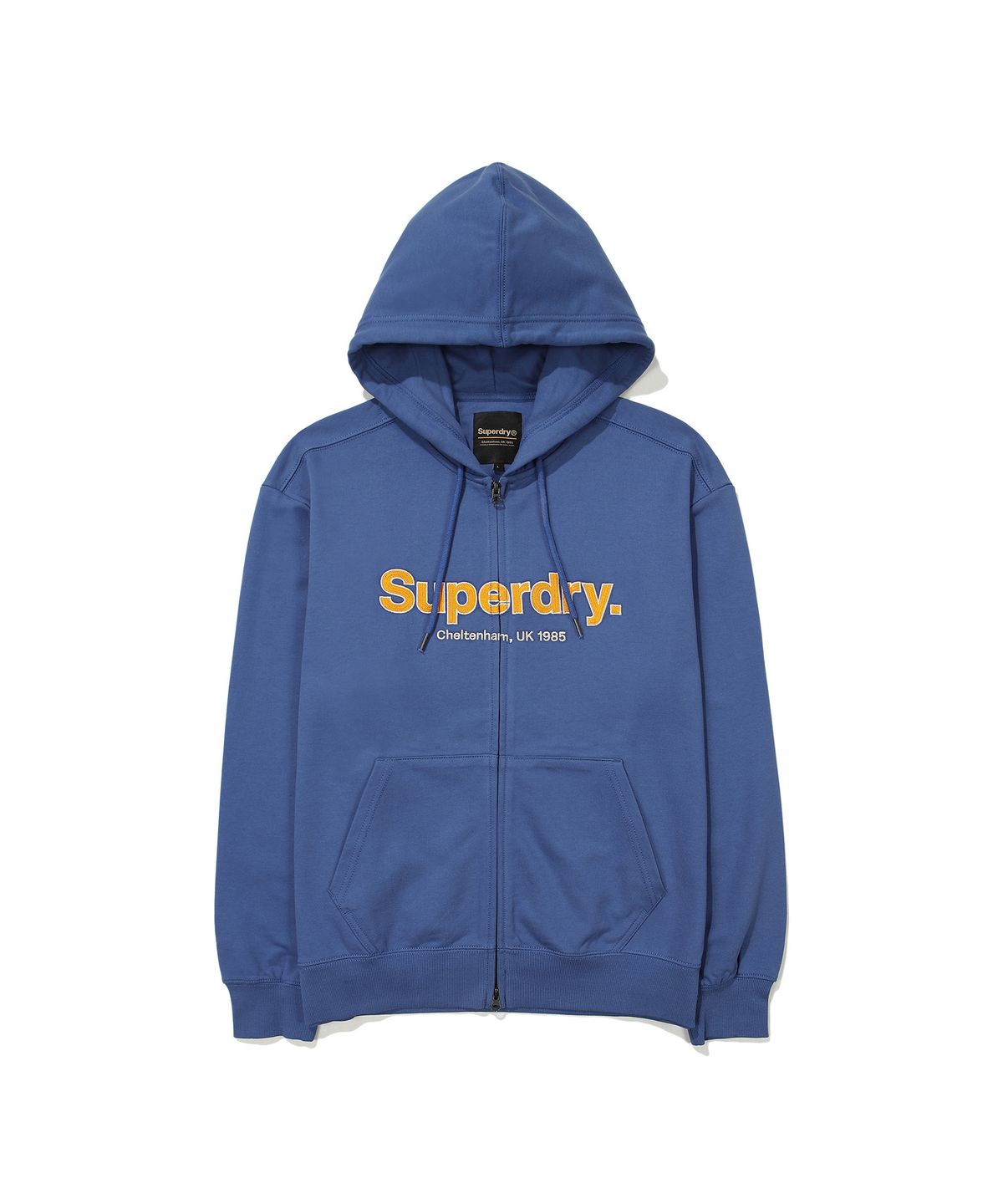 슈퍼드라이(SUPERDRY) 코어 빅 로고 투웨이 후드 집업 블루