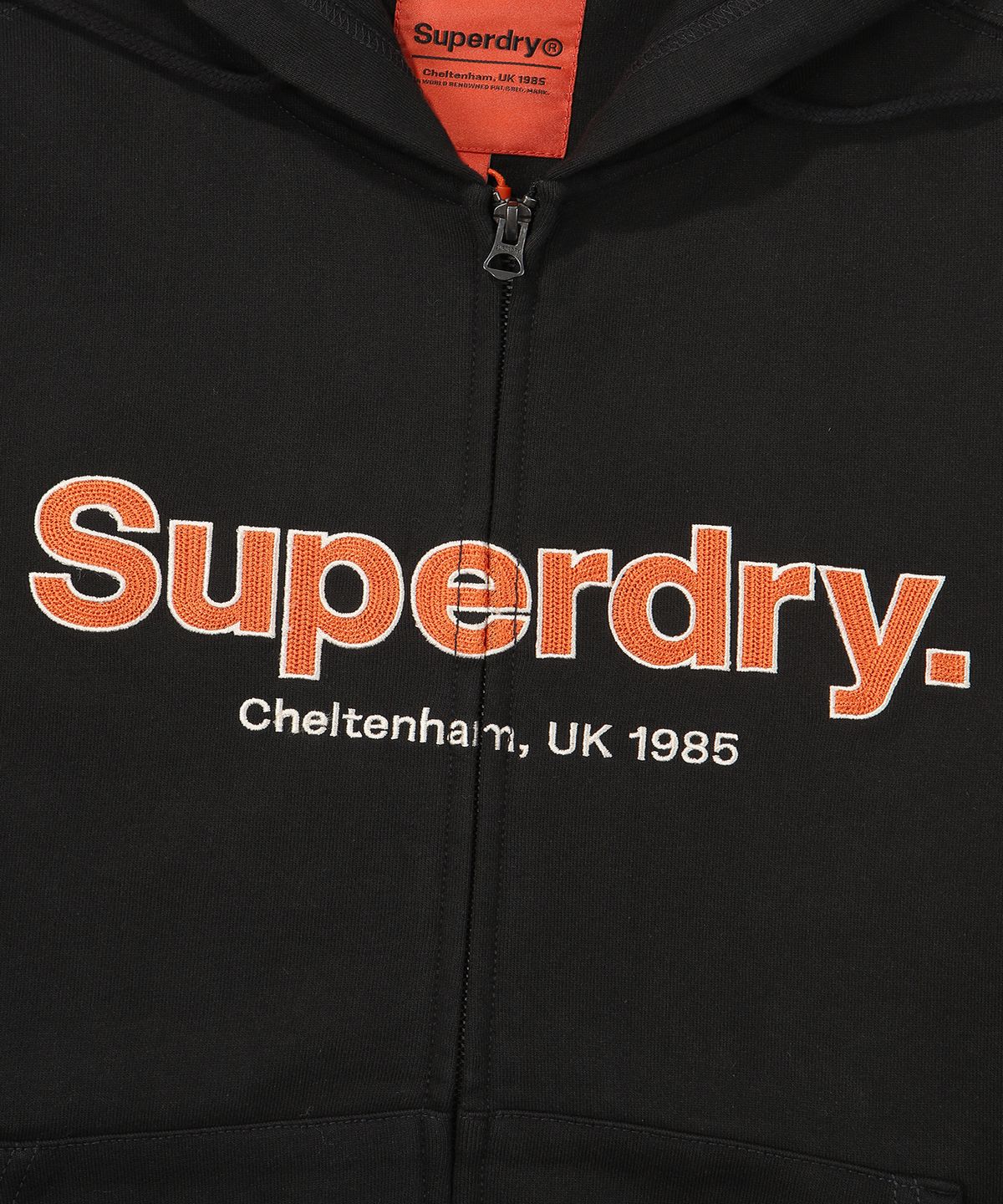 슈퍼드라이(SUPERDRY) 코어 빅 로고 투웨이 후드 집업 블랙
