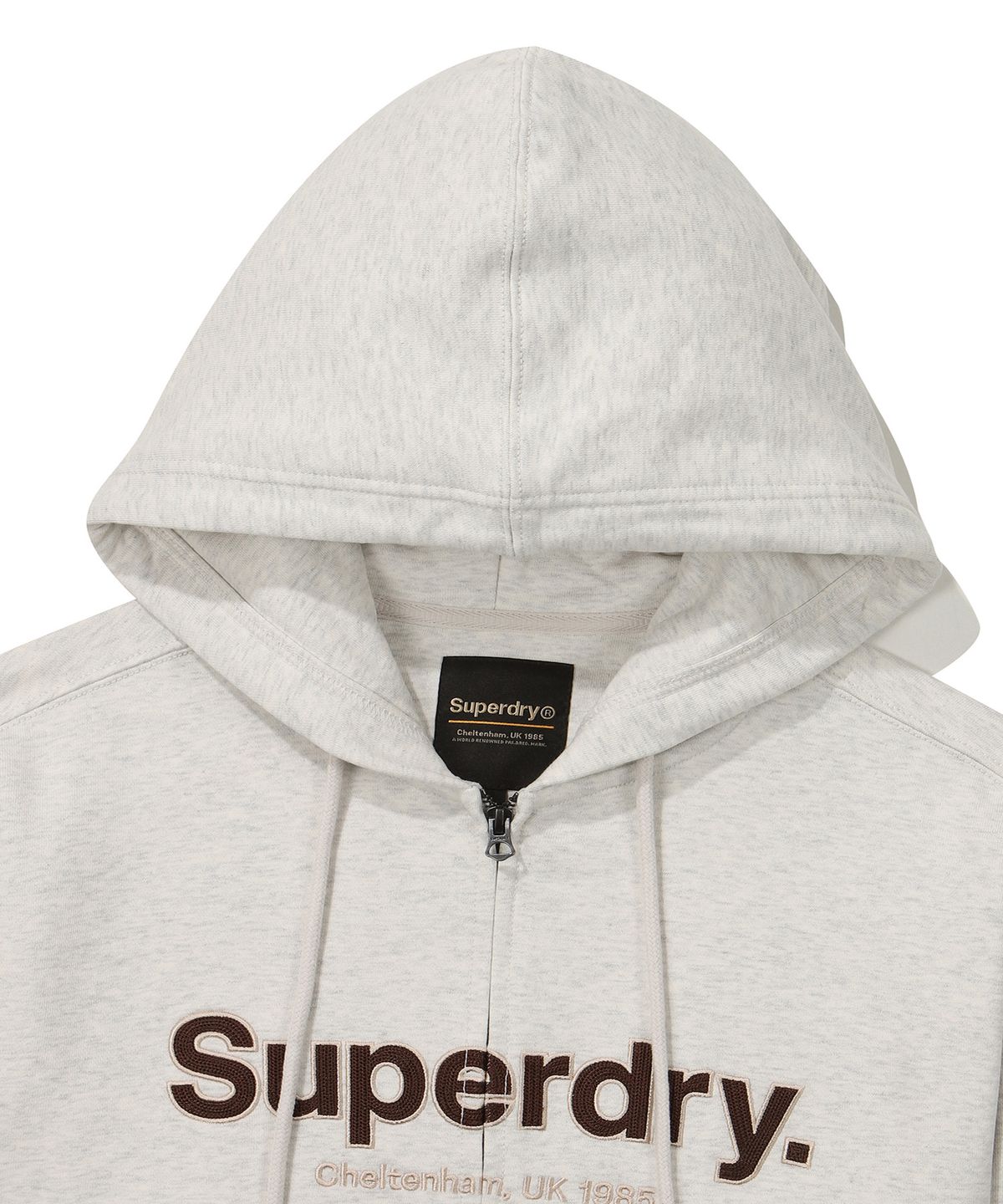 슈퍼드라이(SUPERDRY) 코어 빅 로고 투웨이 후드 집업 라이트 그레이