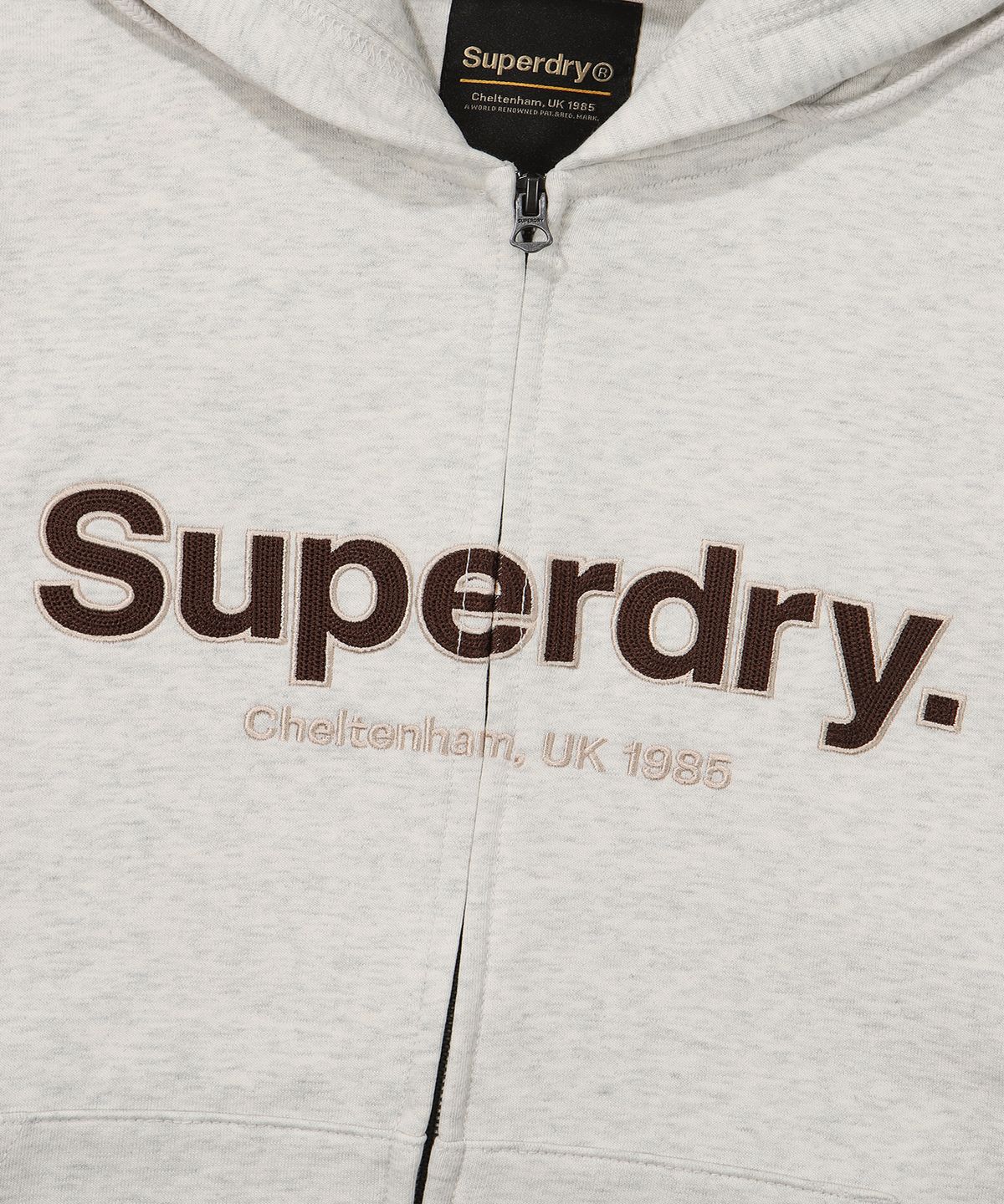 슈퍼드라이(SUPERDRY) 코어 빅 로고 투웨이 후드 집업 라이트 그레이