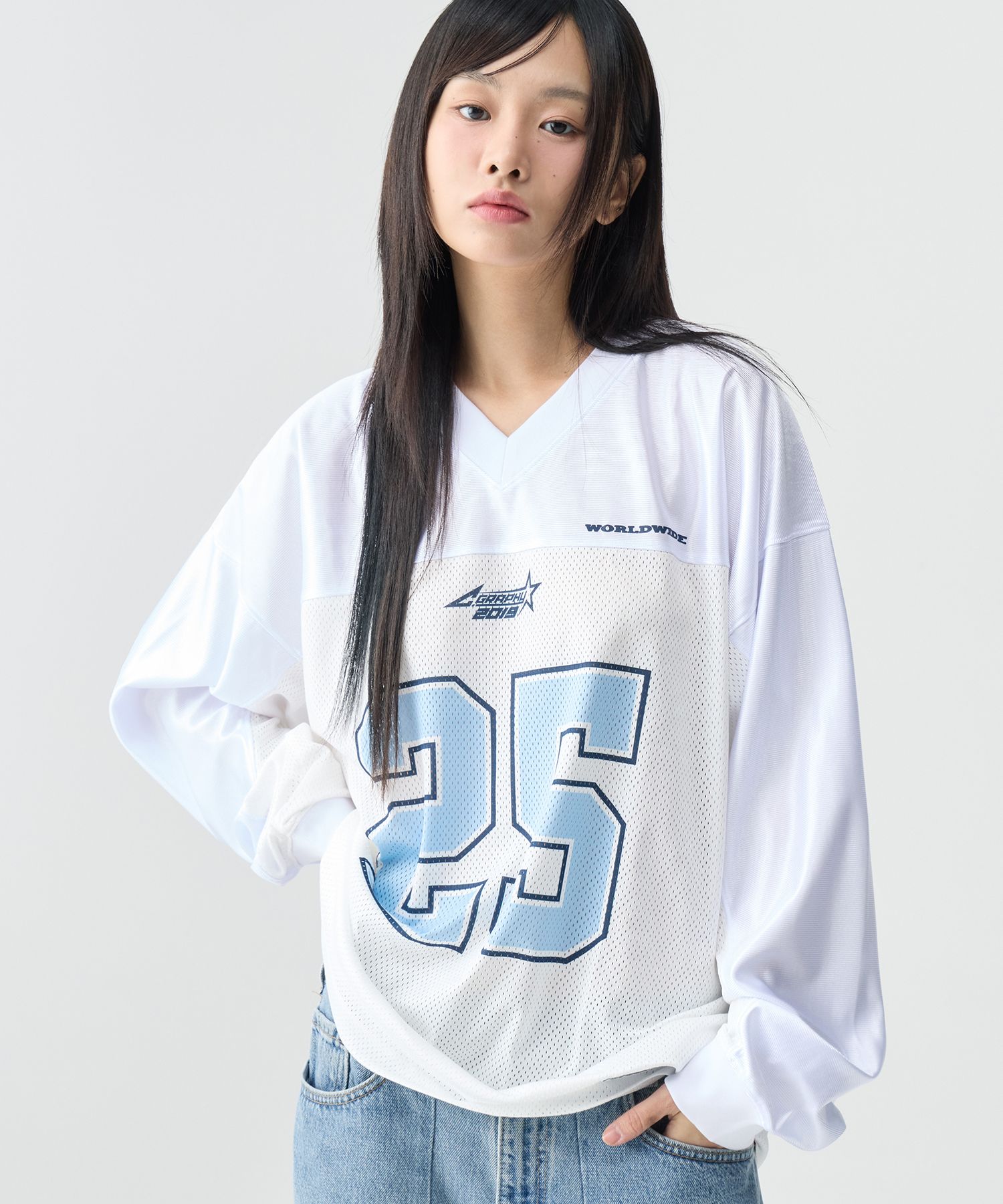 さらに100円引き◆CODEGRAPHY◆Rugby mesh jersey long sleeve MUSINSA | Codegraphy Rugby Mesh Jersey Long Sleeve_White