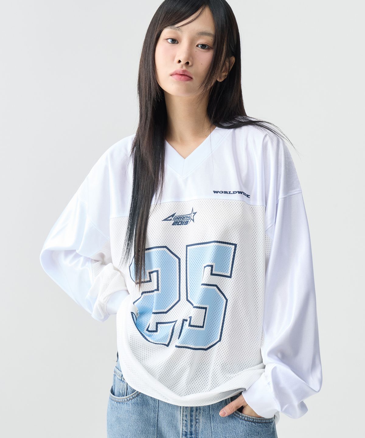 코드그라피(CGP) 럭비 메쉬 져지 롱슬리브_화이트