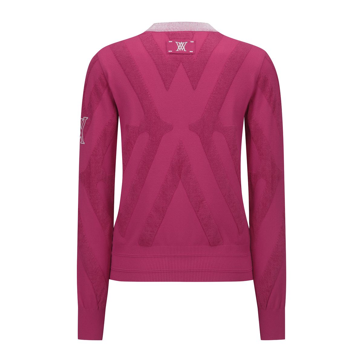 어뉴골프(ANEW GOLF) W BIG LOGO INTARSIA ZIP-UP CARDIGAN_PI