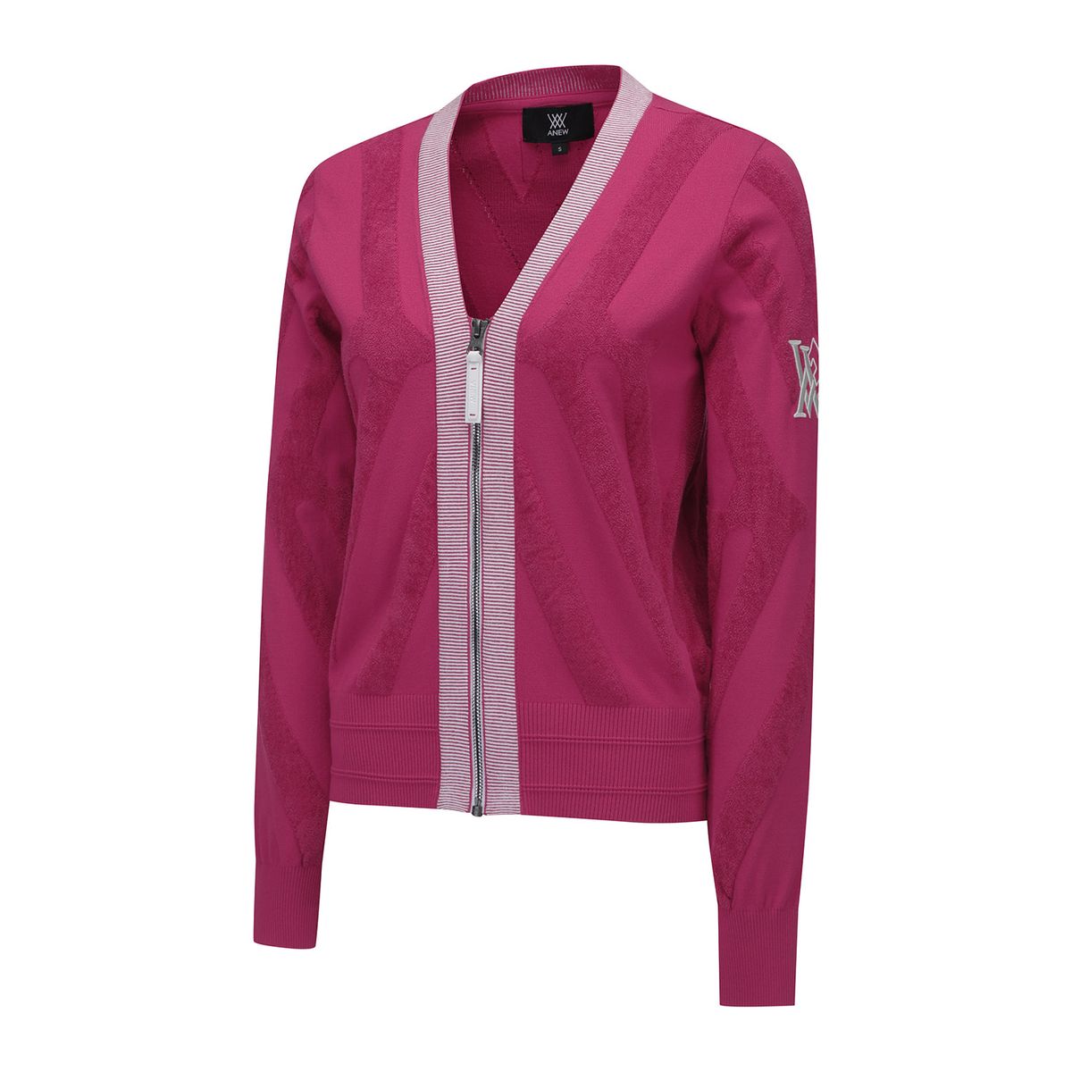 어뉴골프(ANEW GOLF) W BIG LOGO INTARSIA ZIP-UP CARDIGAN_PI