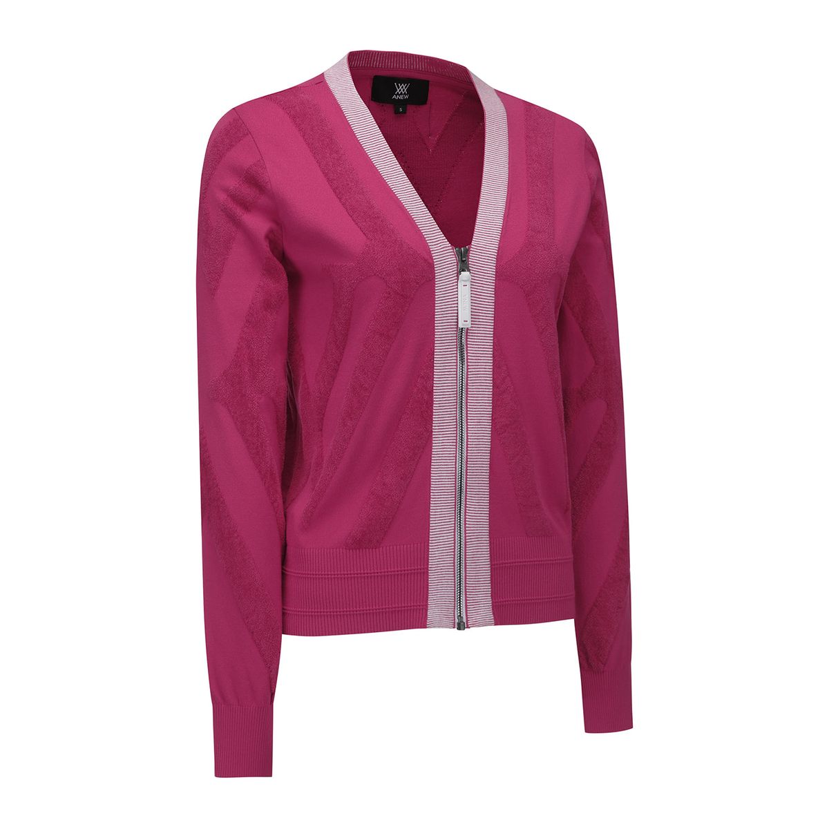어뉴골프(ANEW GOLF) W BIG LOGO INTARSIA ZIP-UP CARDIGAN_PI