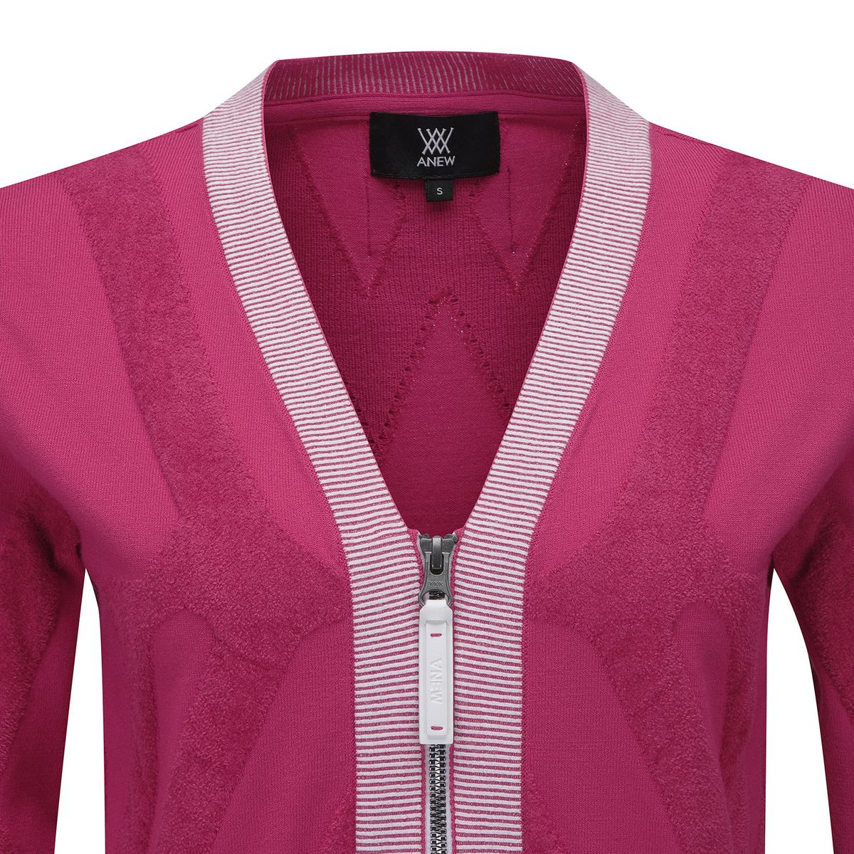 어뉴골프(ANEW GOLF) W BIG LOGO INTARSIA ZIP-UP CARDIGAN_PI