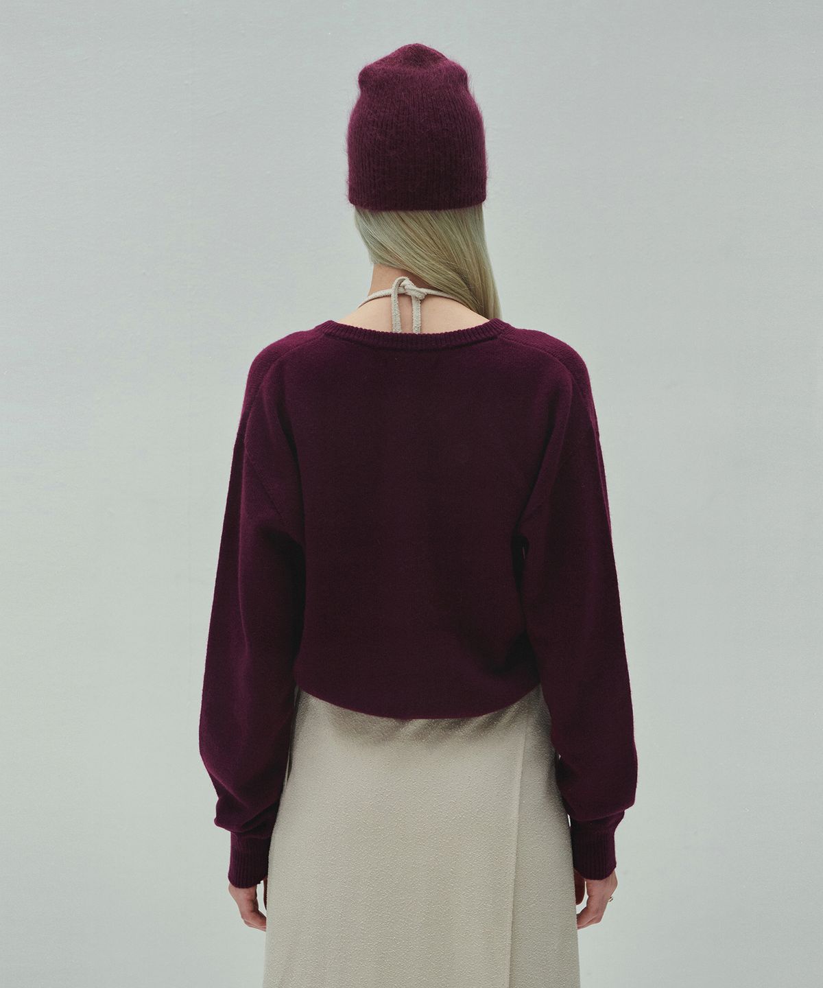 다이애그널(DIAGONAL) V NECK CASHMERE KNIT (plum)