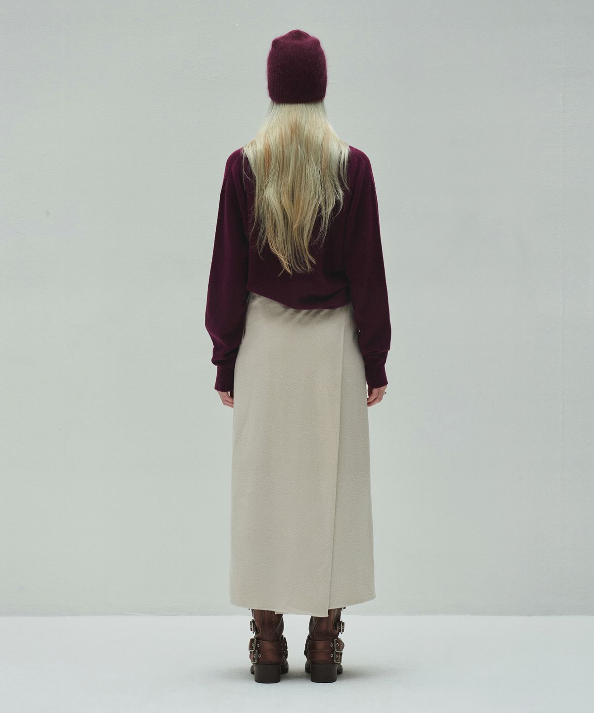 다이애그널(DIAGONAL) V NECK CASHMERE KNIT (plum)