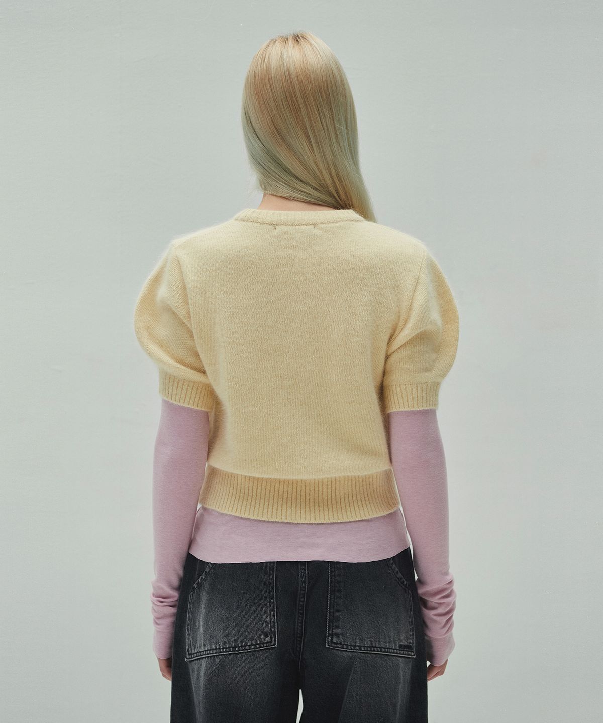 다이애그널(DIAGONAL) MOHAIR HALF SLEEVE KNIT (lemon)