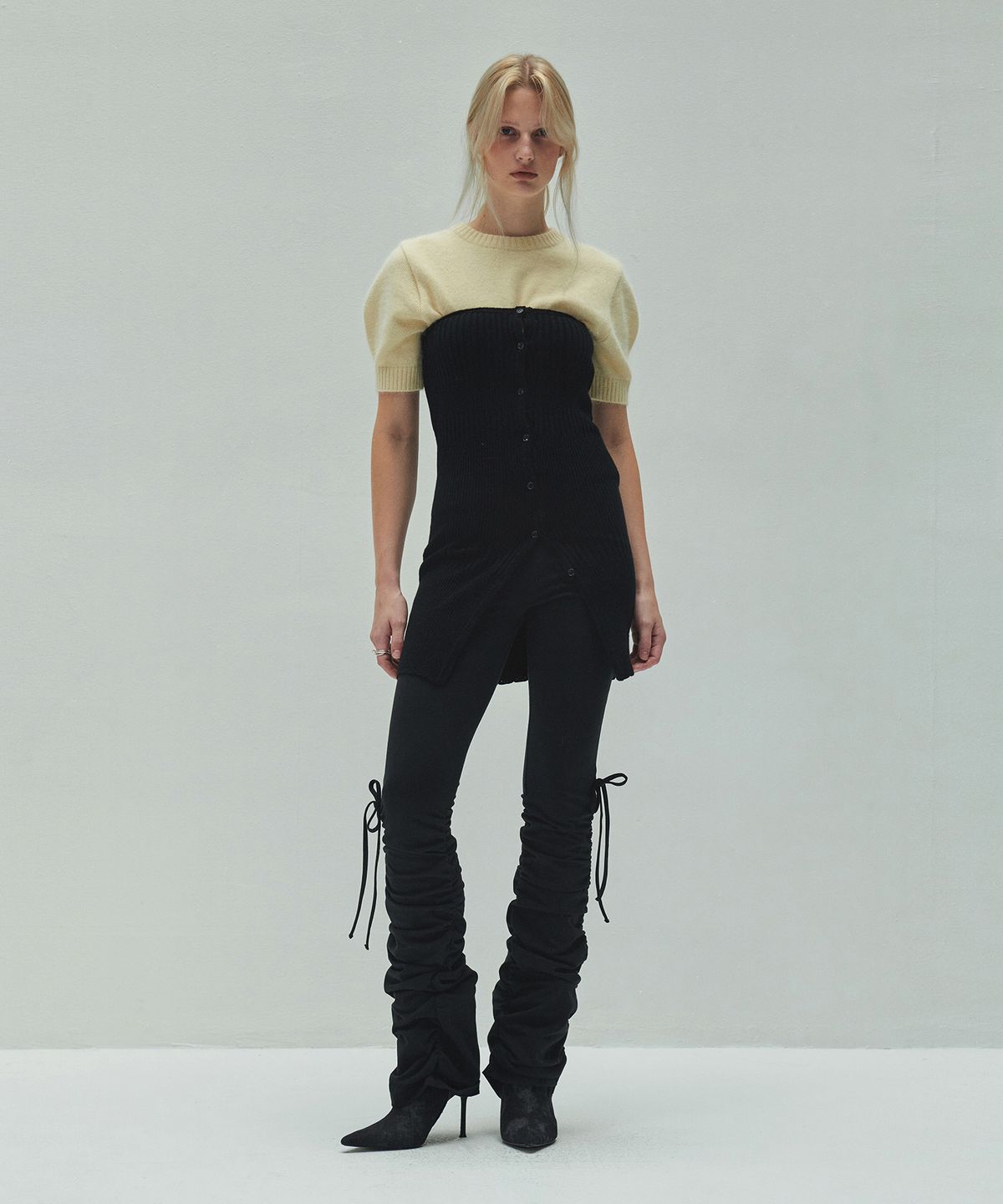 다이애그널(DIAGONAL) MOHAIR HALF SLEEVE KNIT (lemon)