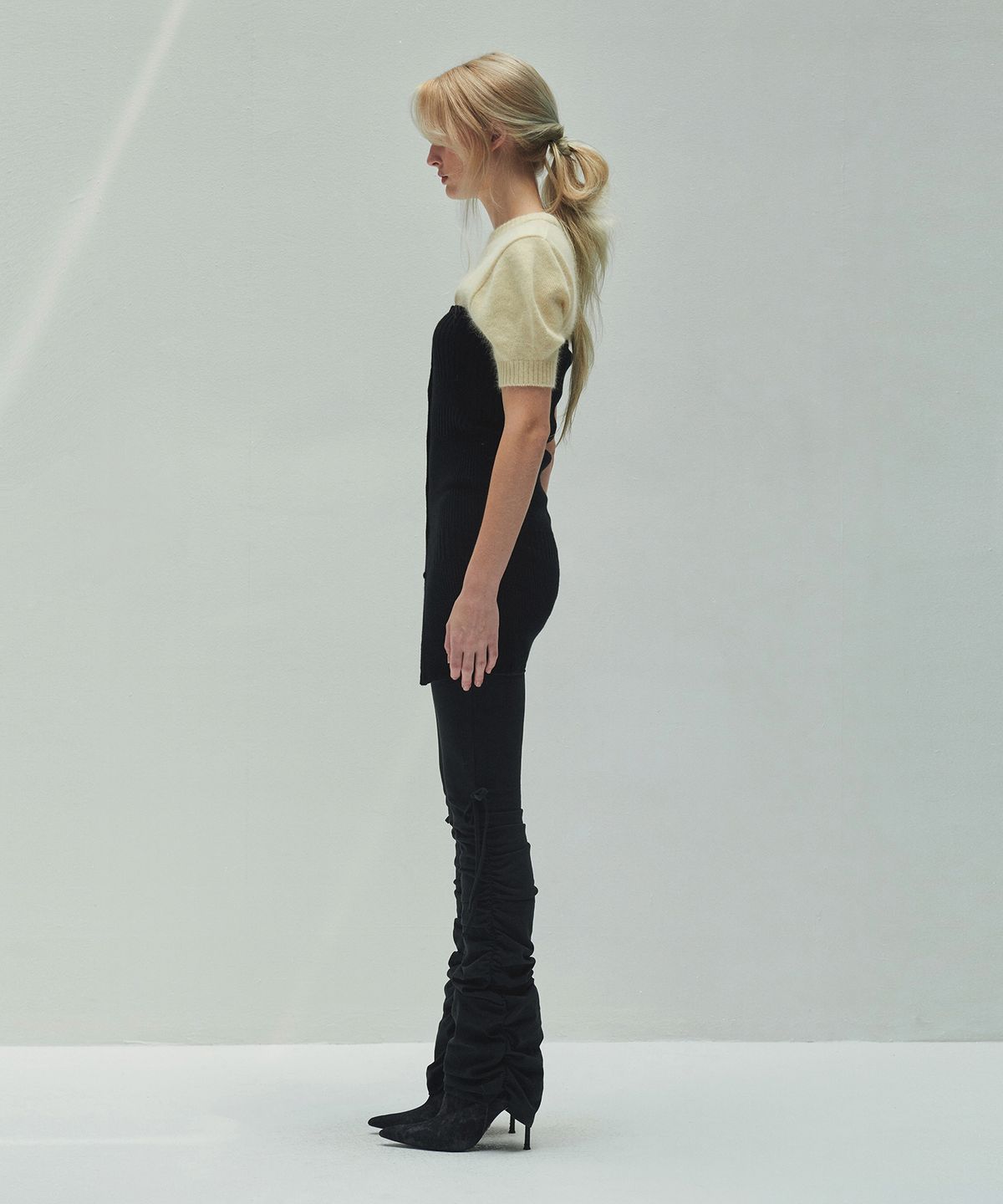 다이애그널(DIAGONAL) MOHAIR HALF SLEEVE KNIT (lemon)