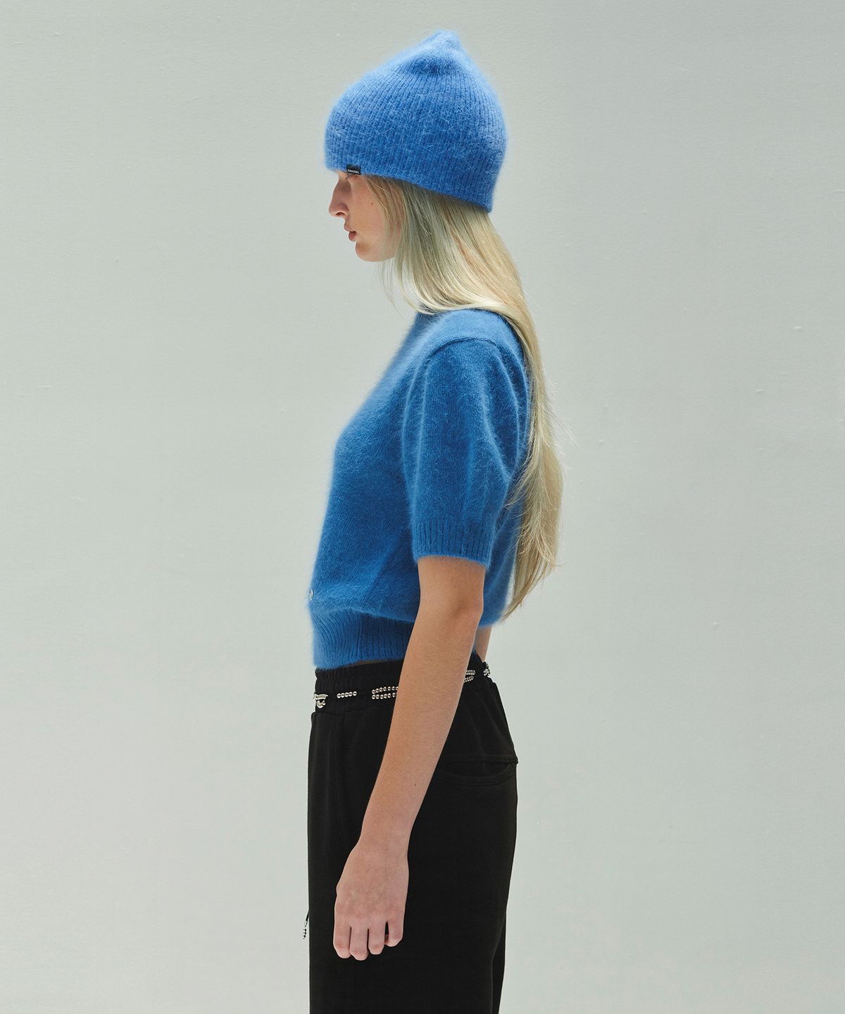 다이애그널(DIAGONAL) MOHAIR HALF SLEEVE KNIT (blue)