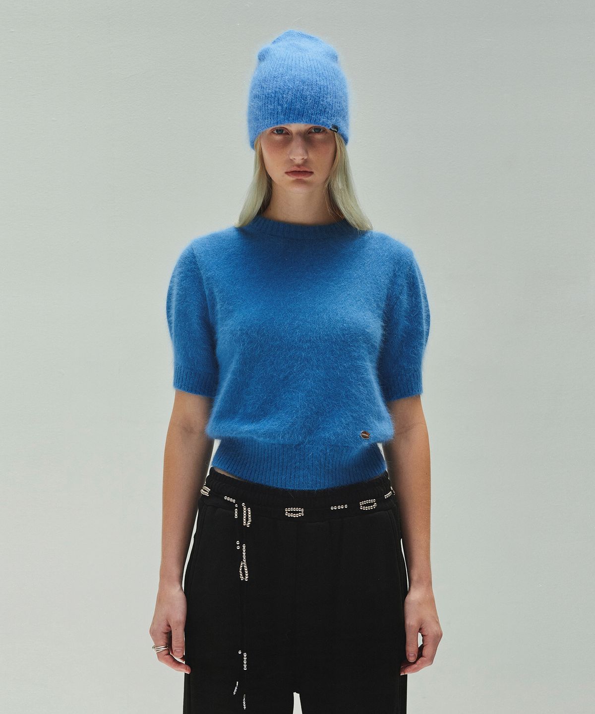 다이애그널(DIAGONAL) MOHAIR HALF SLEEVE KNIT (blue)