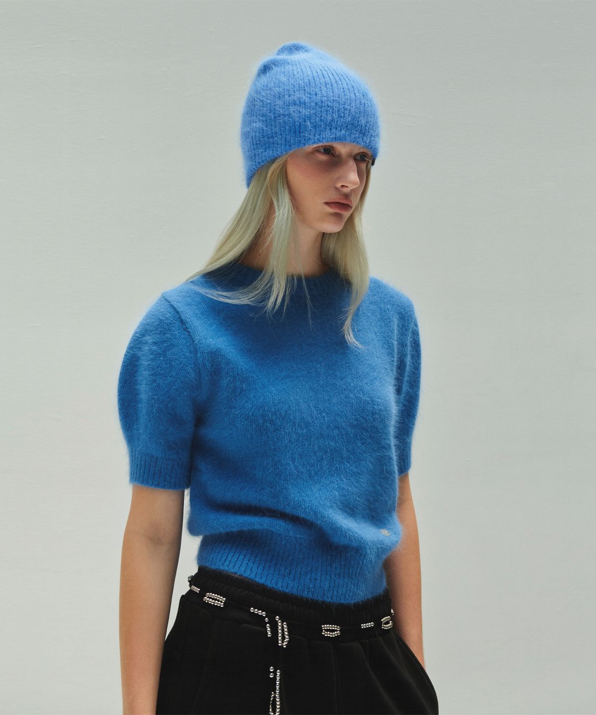 다이애그널(DIAGONAL) MOHAIR HALF SLEEVE KNIT (blue)