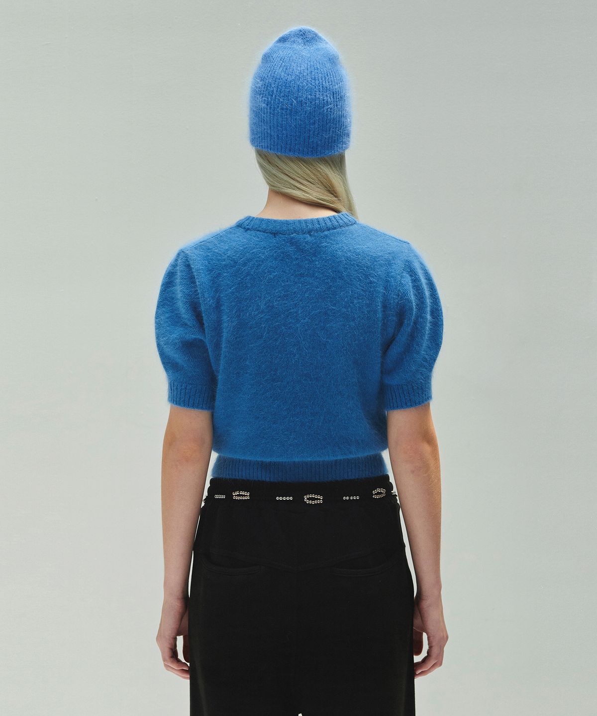 다이애그널(DIAGONAL) MOHAIR HALF SLEEVE KNIT (blue)