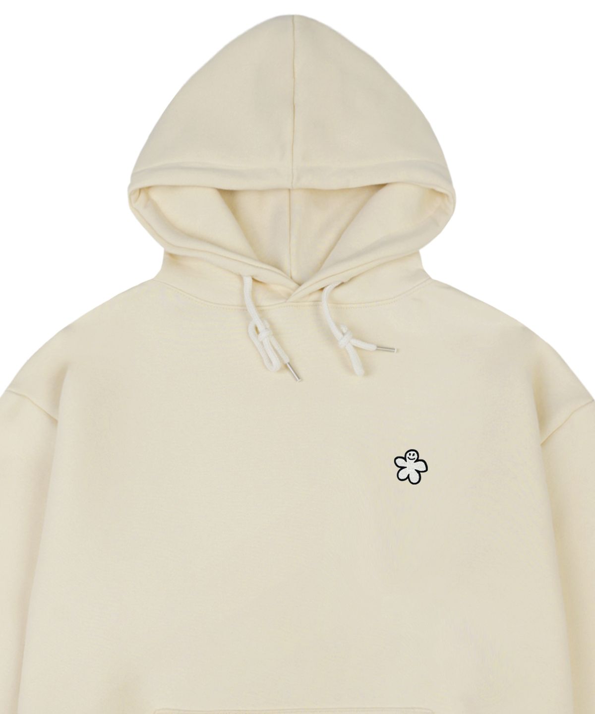 그레이버(GRAVER) [UNISEX]화이트 오드플라워 자수 후드티_크림