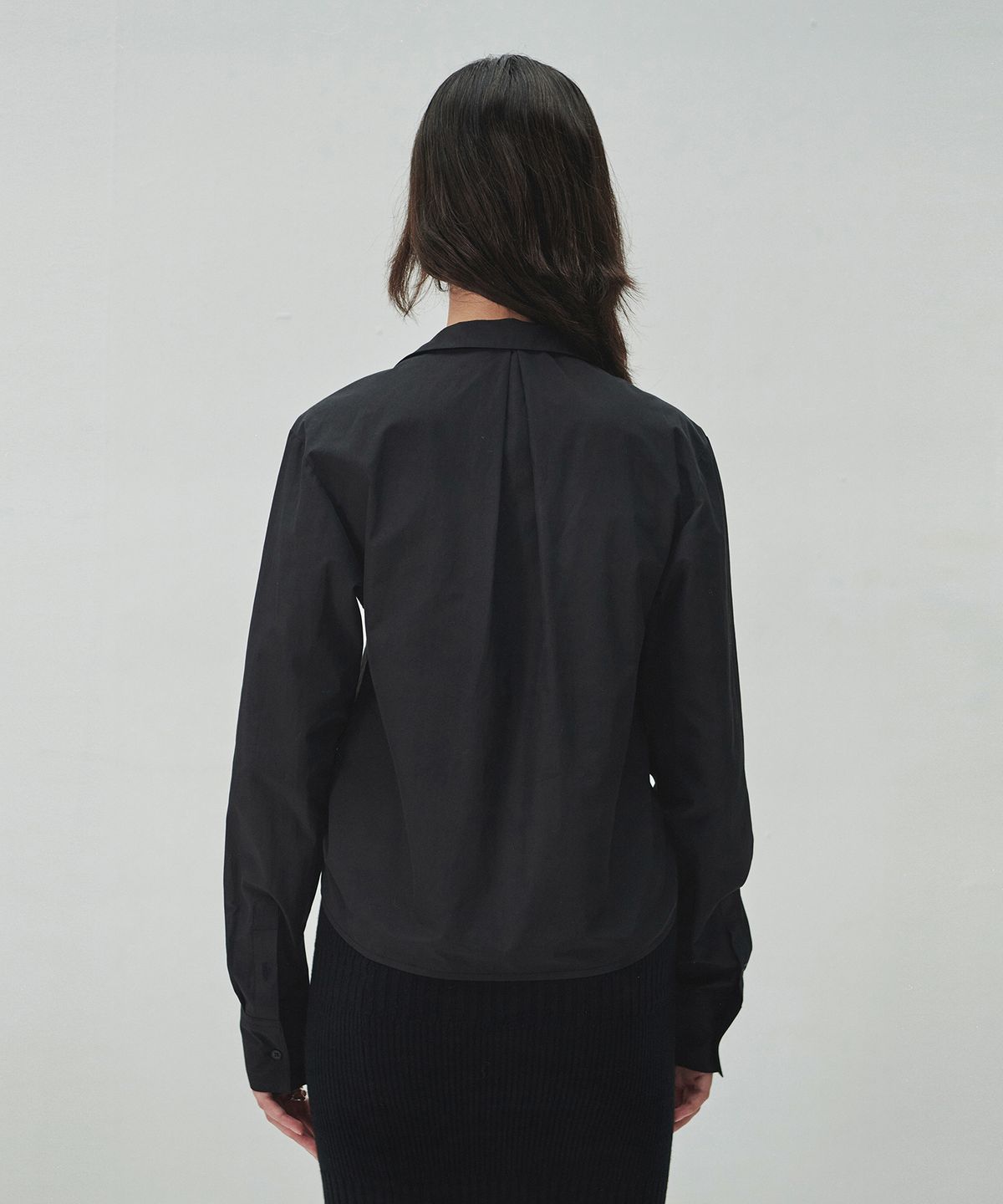 다이애그널(DIAGONAL) STRING SHIRRING SHIRTS (black)