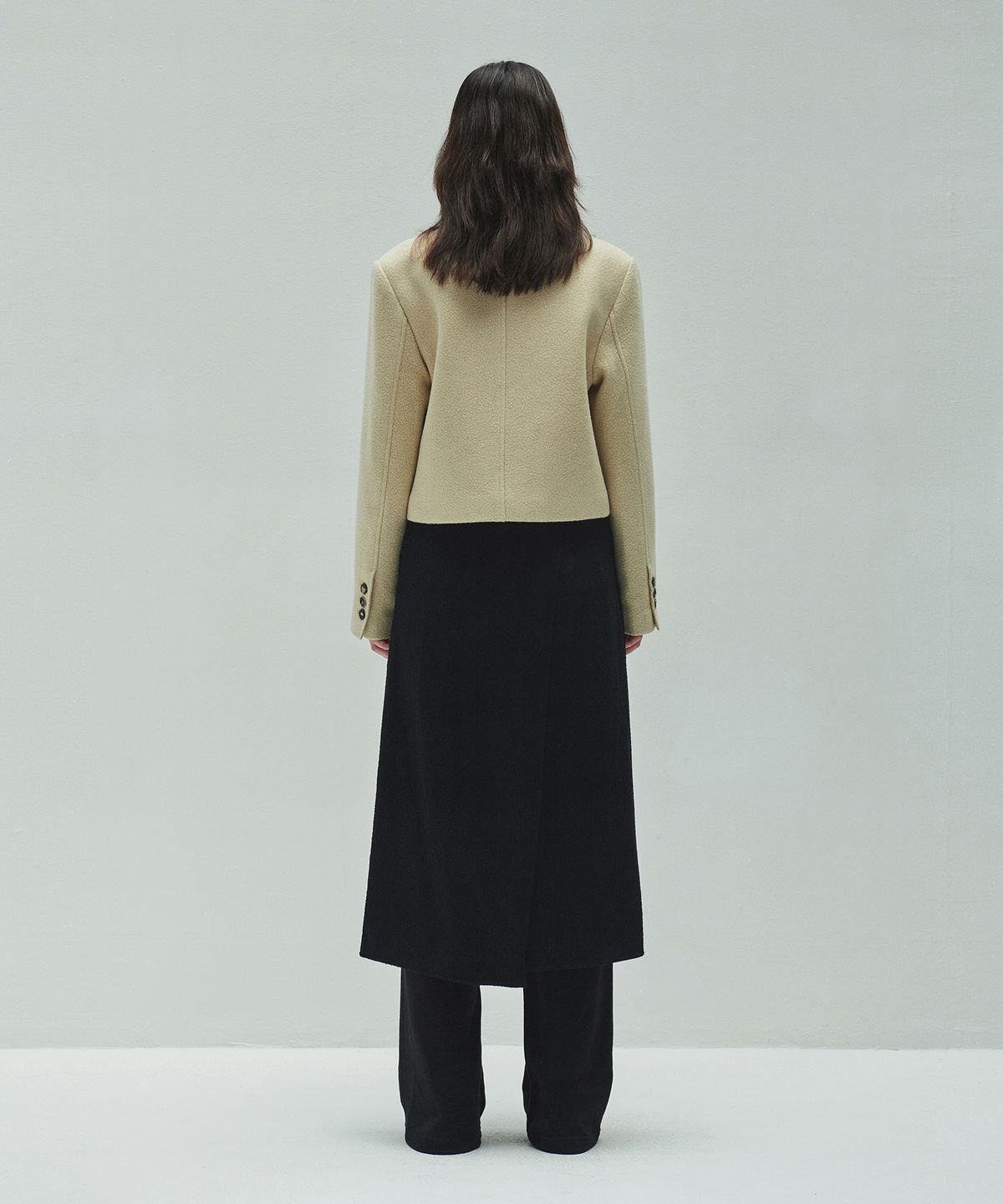 다이애그널(DIAGONAL) WOOLLY NO COLLAR JACKET (beige)