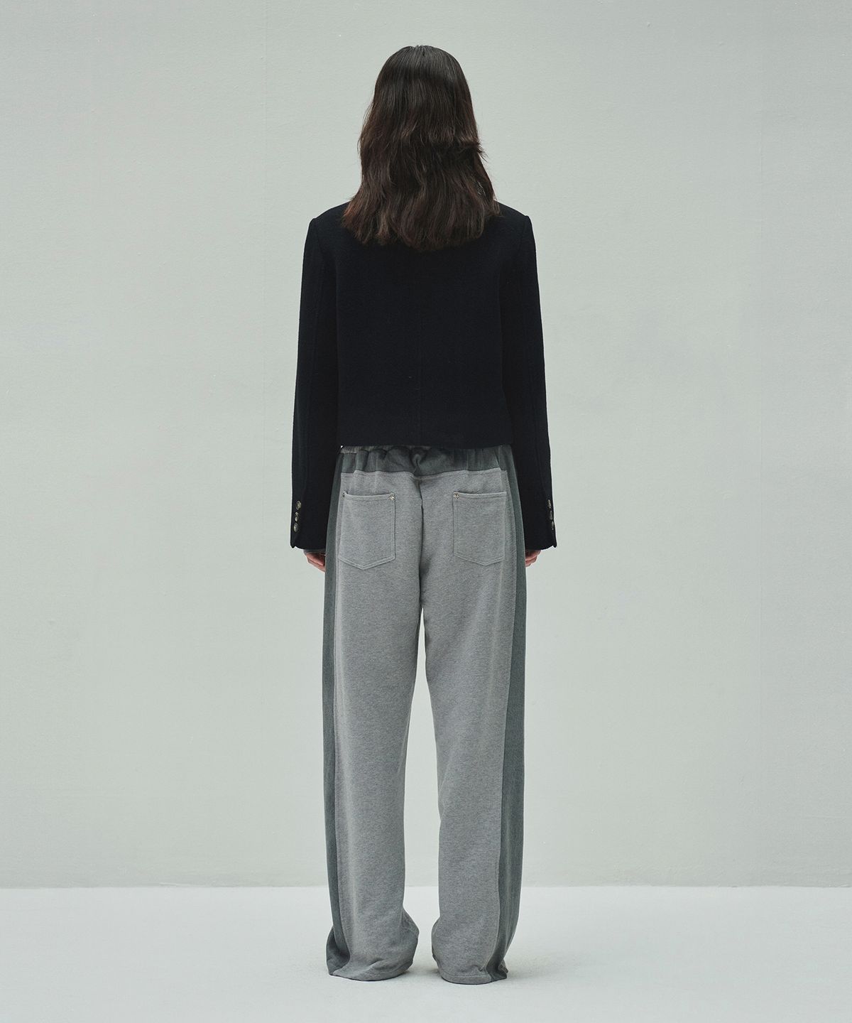 다이애그널(DIAGONAL) WOOLLY NO COLLAR JACKET (black)