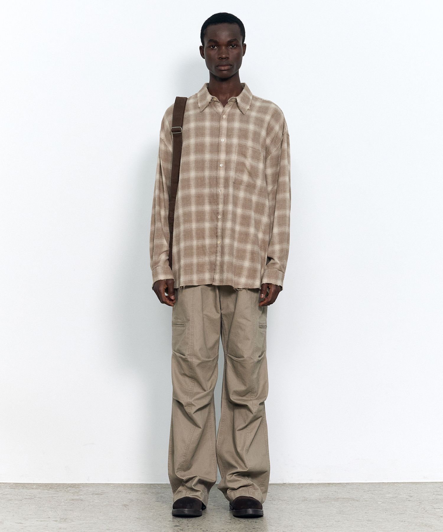MUSINSA | INSILENCE Damaged Check Shirt DEEP BEIGE