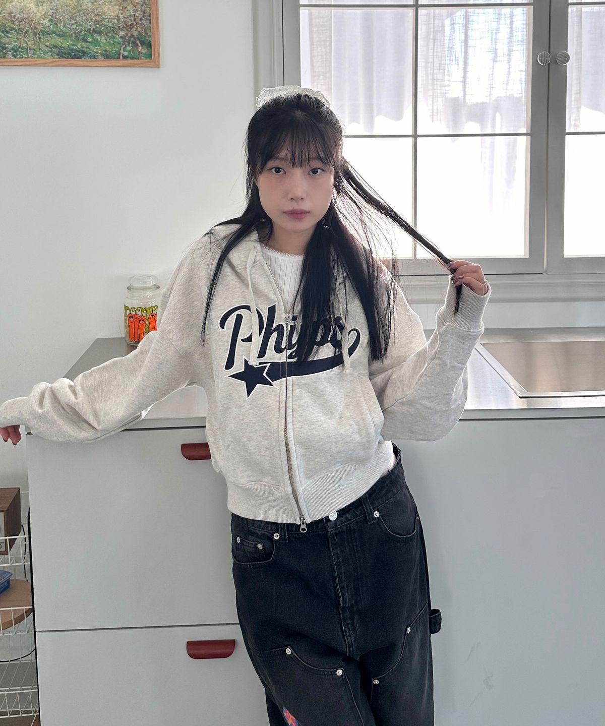 피지컬 디파트먼트(PHYSICAL DEPARTMENT) [우먼즈] 크롭 스타테일 후드집업_레드