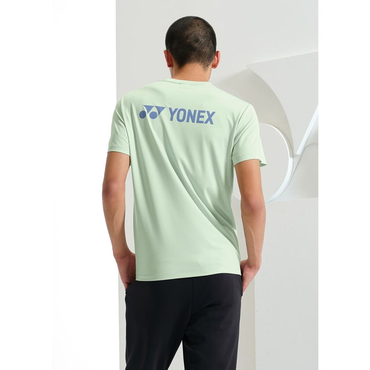 요넥스(YONEX) 249TR007M 멜란지 그린/세이지 그린 남성용 브랜드 로고 반팔 티셔츠