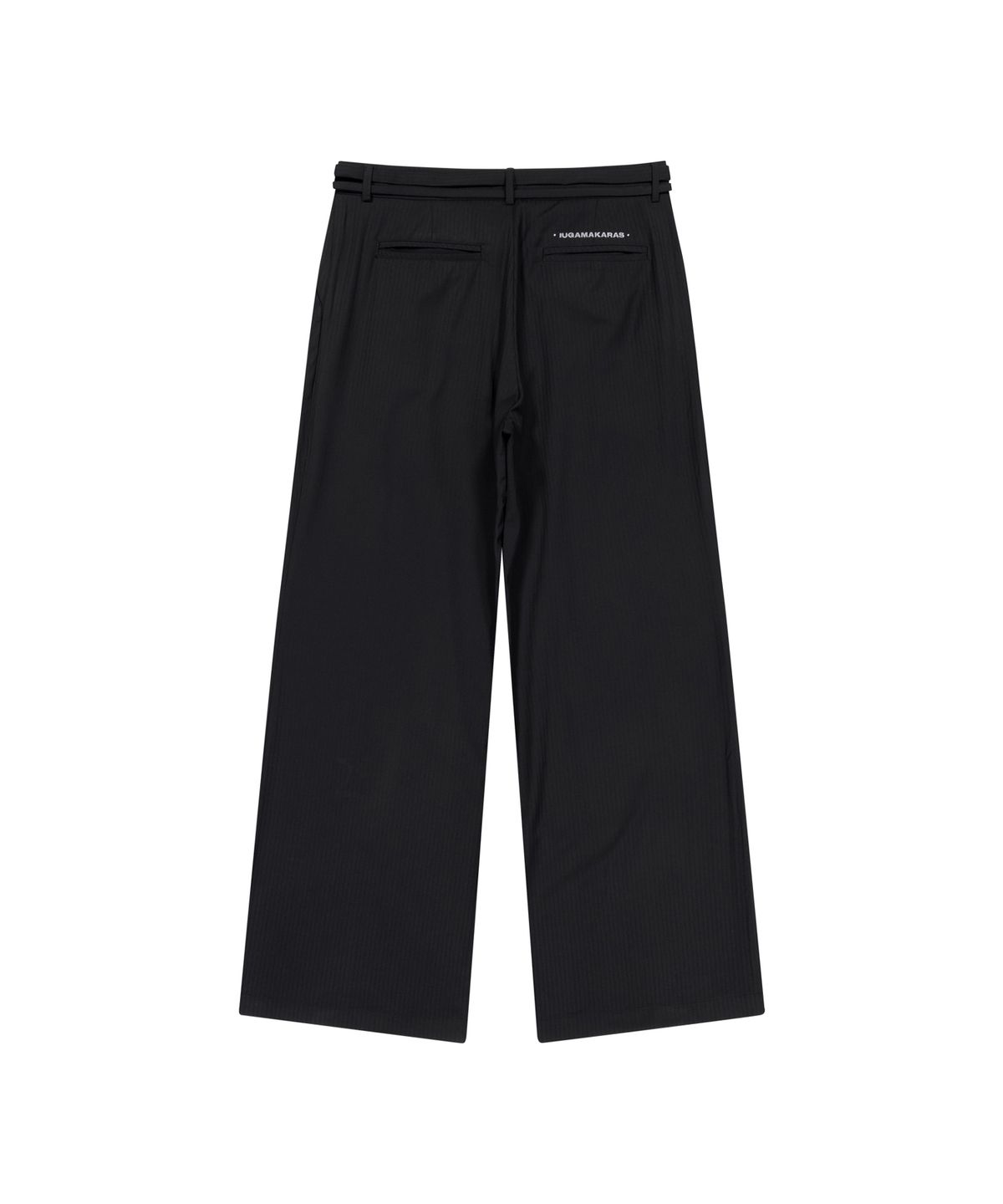 이우가마카라스(IUGAMAKARAS) Belted Striped Trousers (Black)