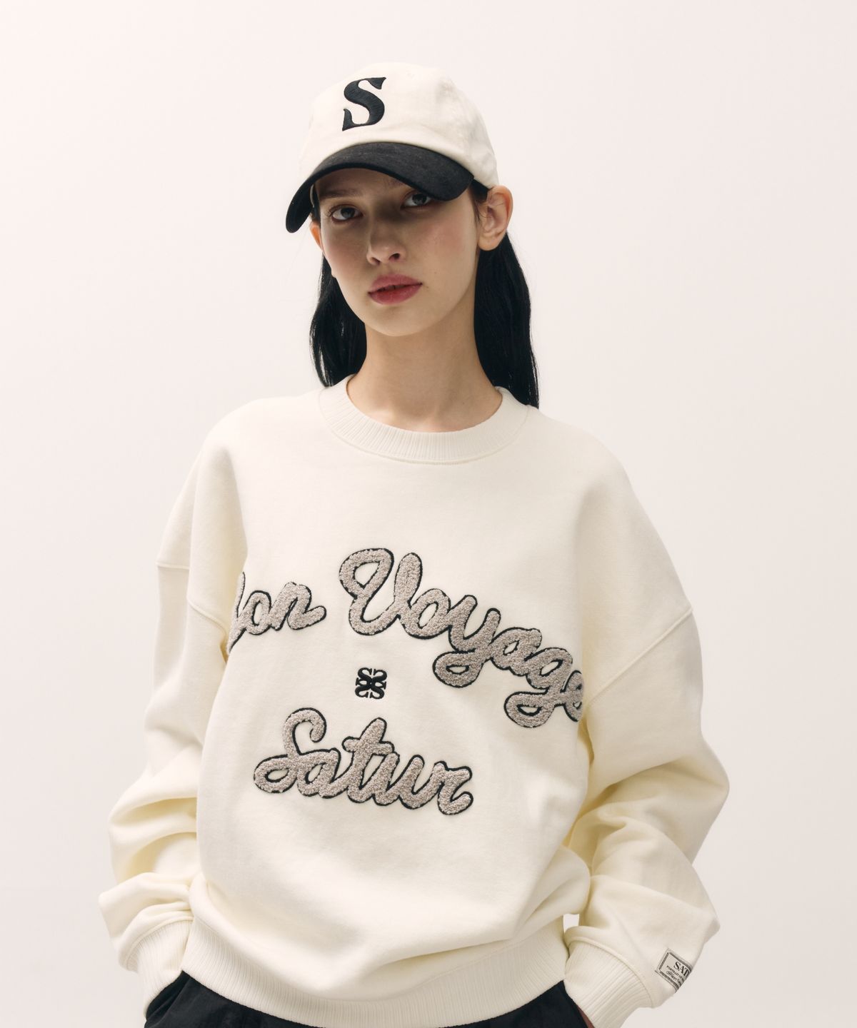 세터(SATUR) 빈티지 믹스 캐쥬얼 볼캡 크림 블랙
