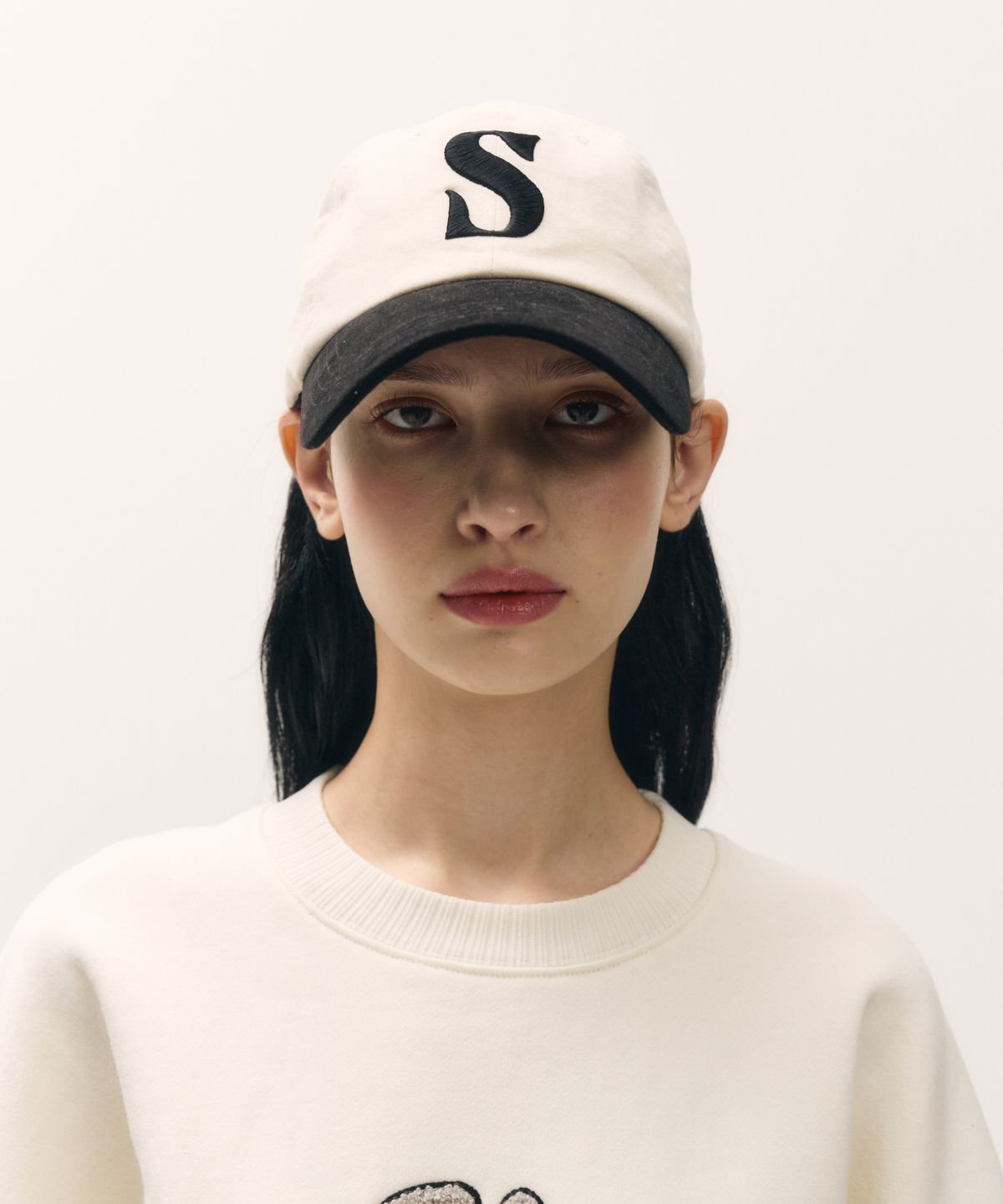 세터(SATUR) 빈티지 믹스 캐쥬얼 볼캡 크림 블랙