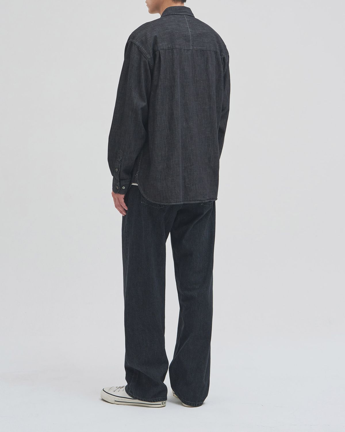 인더로우(INTHERAW) WASHED DENIM SHIRT - BLACK