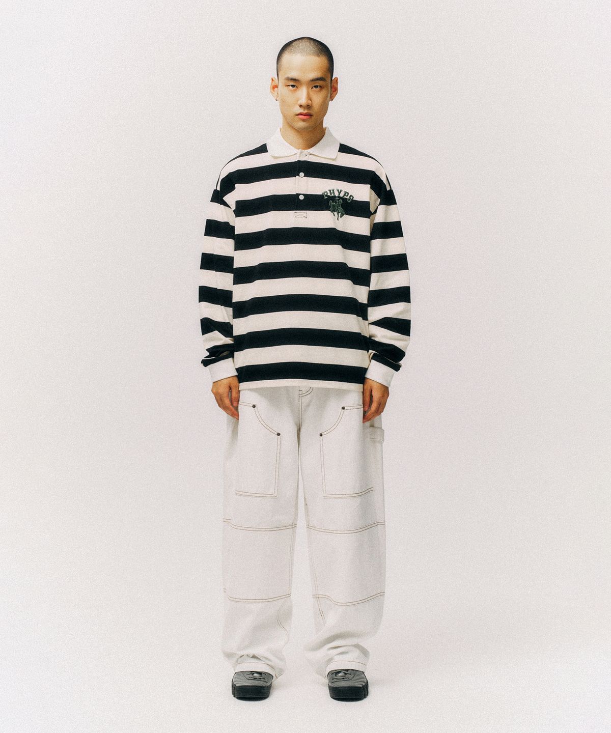 피지컬 디파트먼트(PHYSICAL DEPARTMENT) 더블 니 와이드 데님팬츠_아이보리