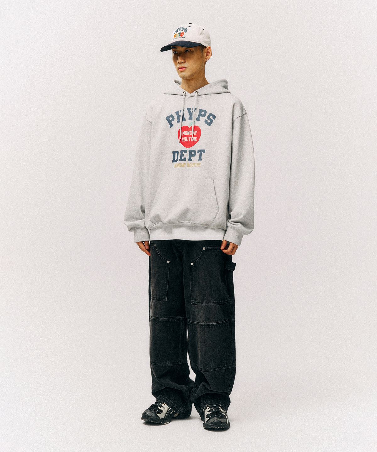 피지컬 디파트먼트(PHYSICAL DEPARTMENT) 더블 니 와이드 데님팬츠_블랙