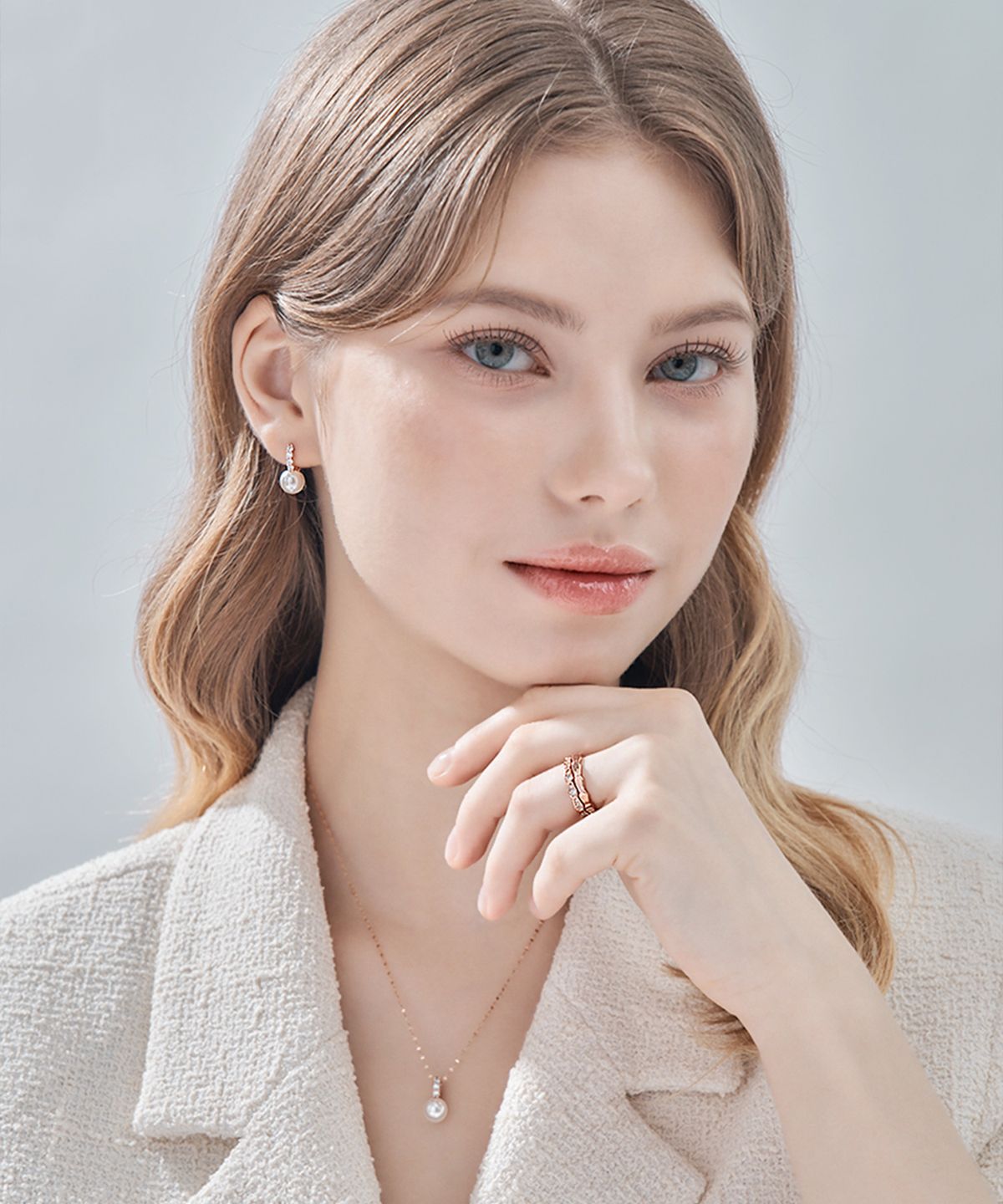 엘르주얼리(ELLEJEWELRY) 화이트 포인트 레이어드링 2종 세트 ELBRWR142
