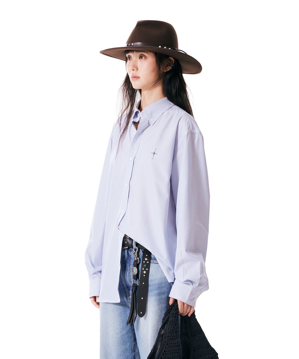 이우가마카라스(IUGAMAKARAS) Striped Formal Shirt (Blue)