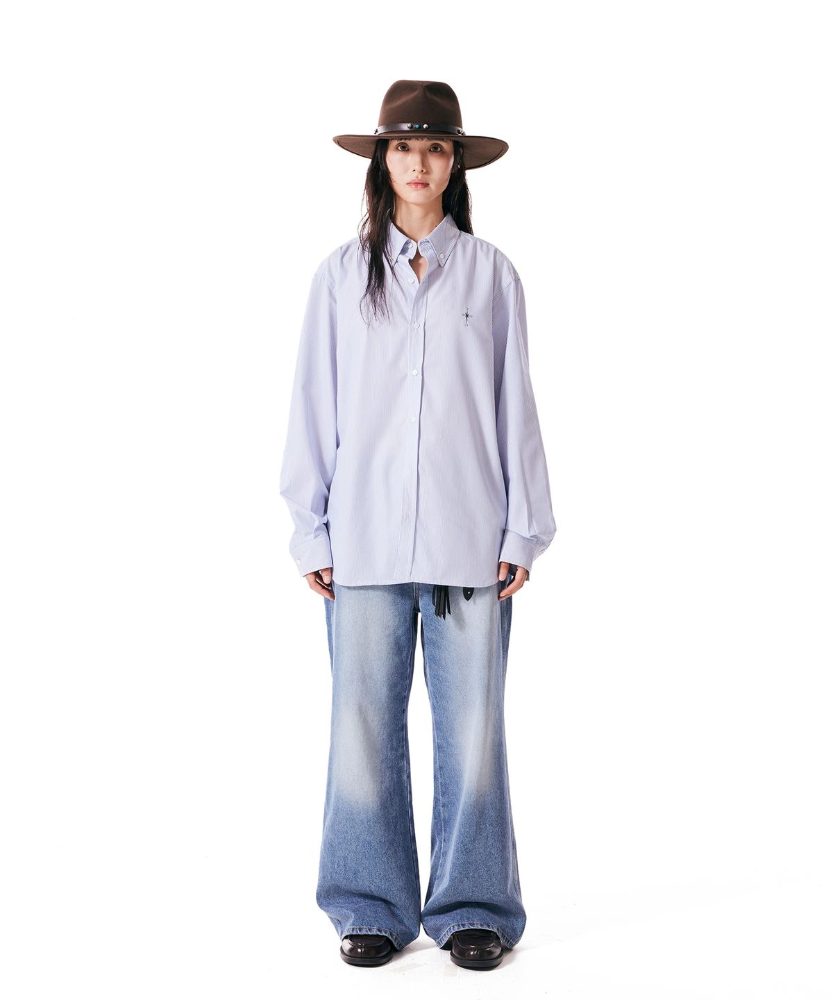 이우가마카라스(IUGAMAKARAS) Striped Formal Shirt (Blue)