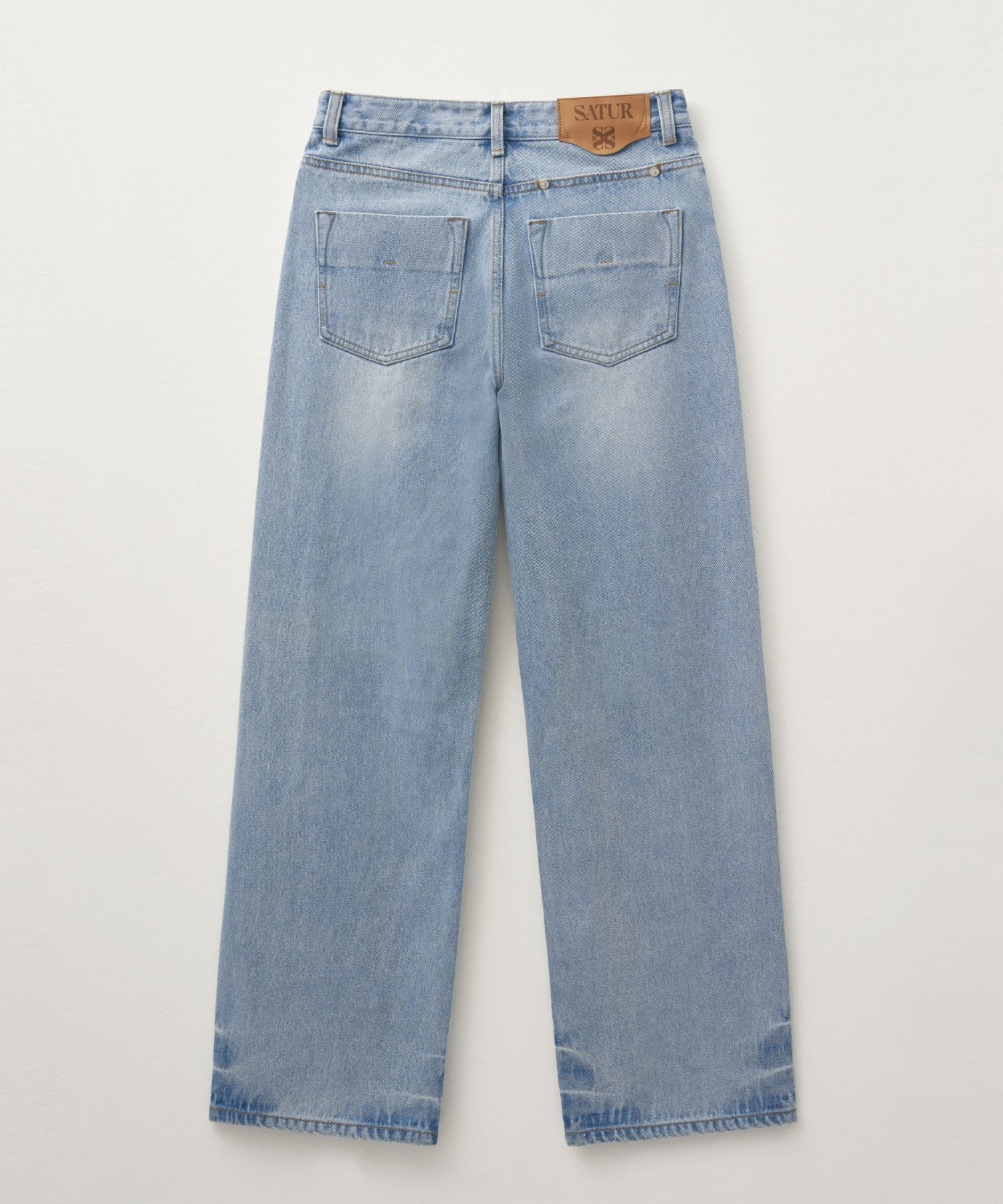 MUSINSA | SATUR (W) Crease hemline wide denim pants light washed