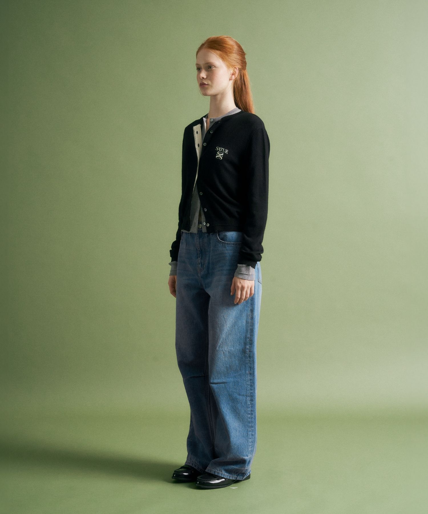 MUSINSA | SATUR (W) Creased hemline wide denim pants union