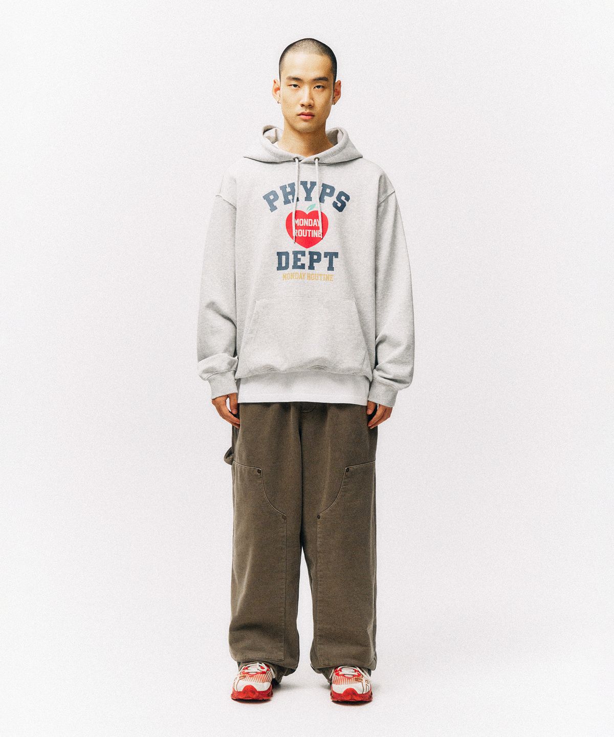 피지컬 디파트먼트(PHYSICAL DEPARTMENT) 피그먼트 더블 니 스웨트팬츠_브라운