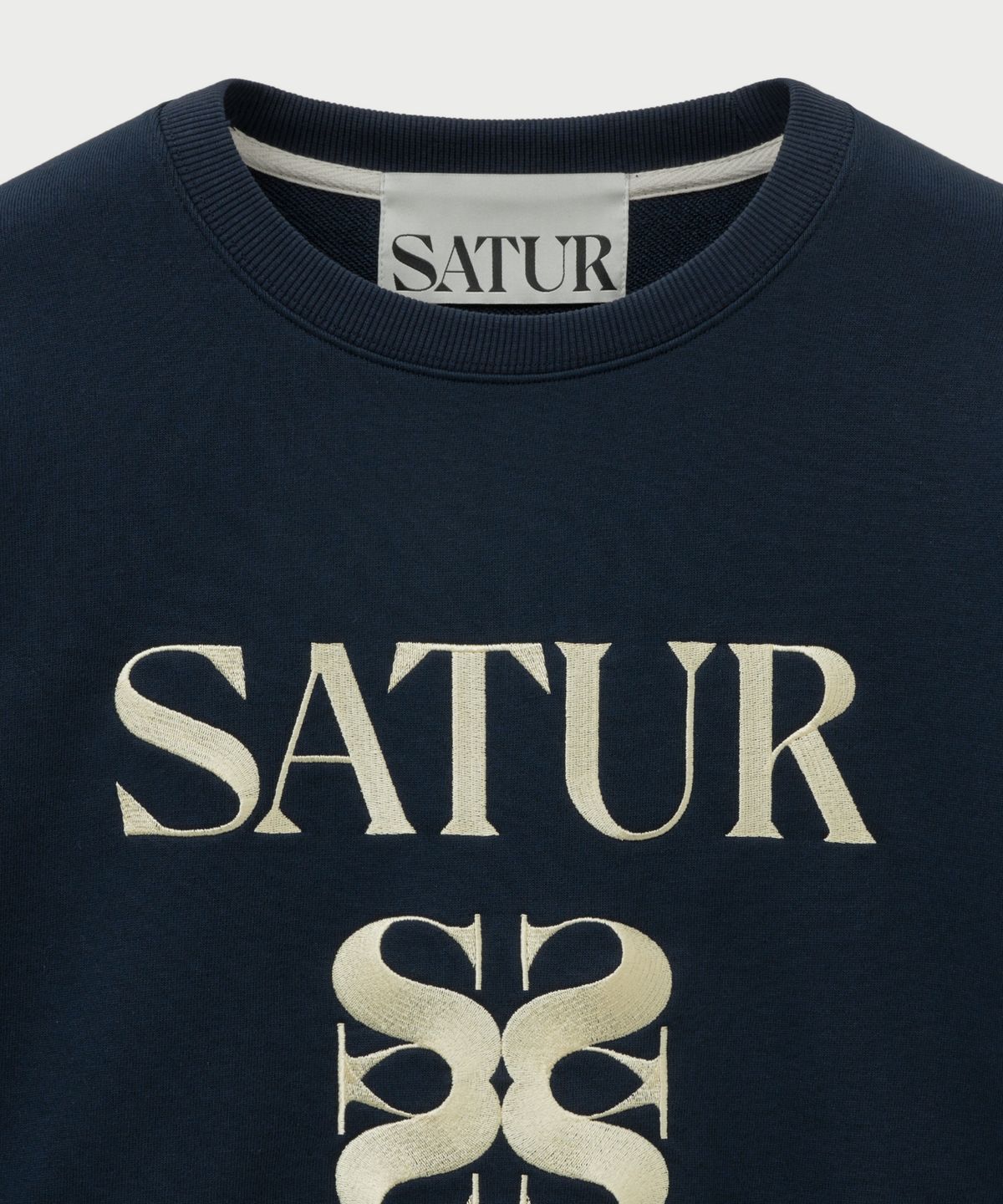 세터(SATUR) 클래식 로고 스웨트셔츠 네이비 옐로우