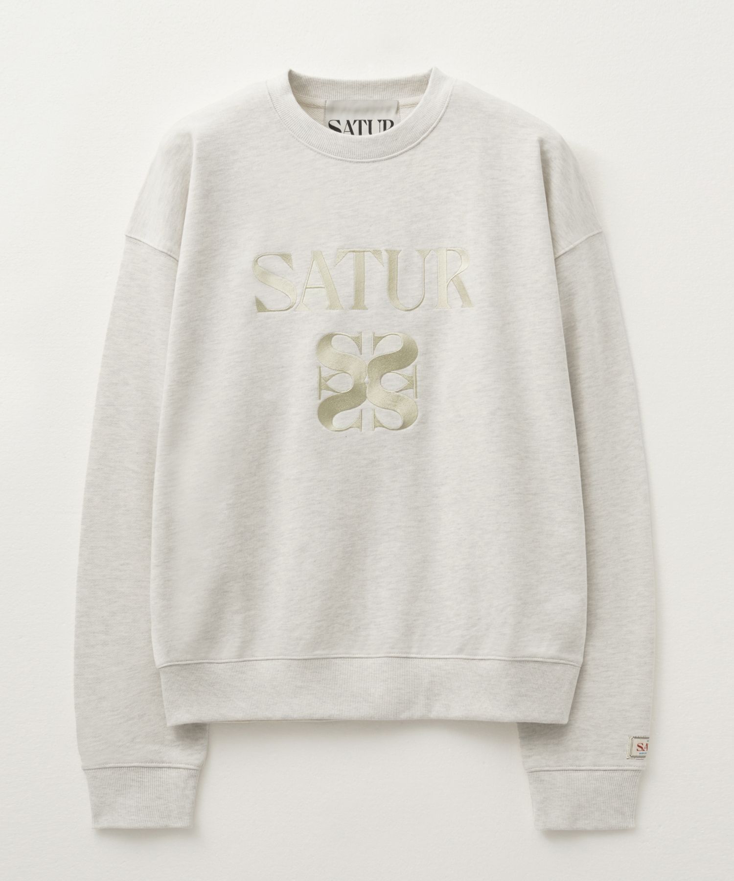 ◆SATUR◆ Classic Logo Basic Sweatshirt Ivory Blue SA243MTM4 MUSINSA | SATUR Classic Logo Basic Sweatshirt Ivory Blue