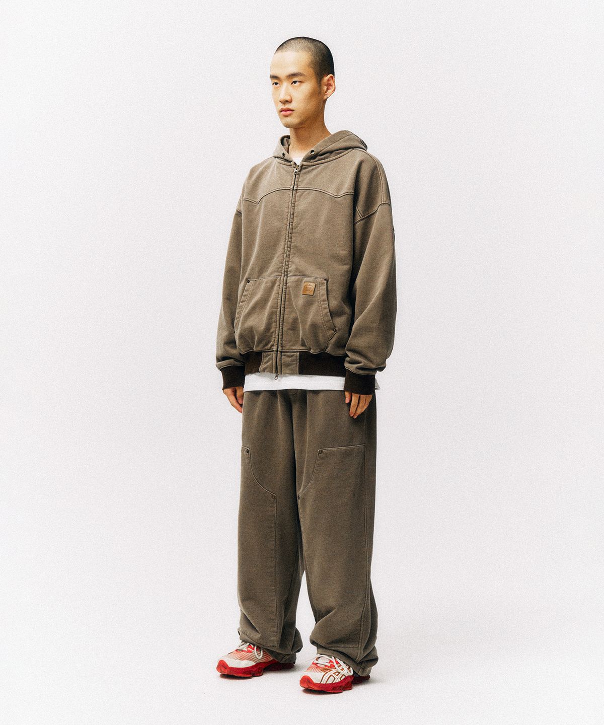 피지컬 디파트먼트(PHYSICAL DEPARTMENT) 피그먼트 워싱 워크 후드집업_다크 차콜