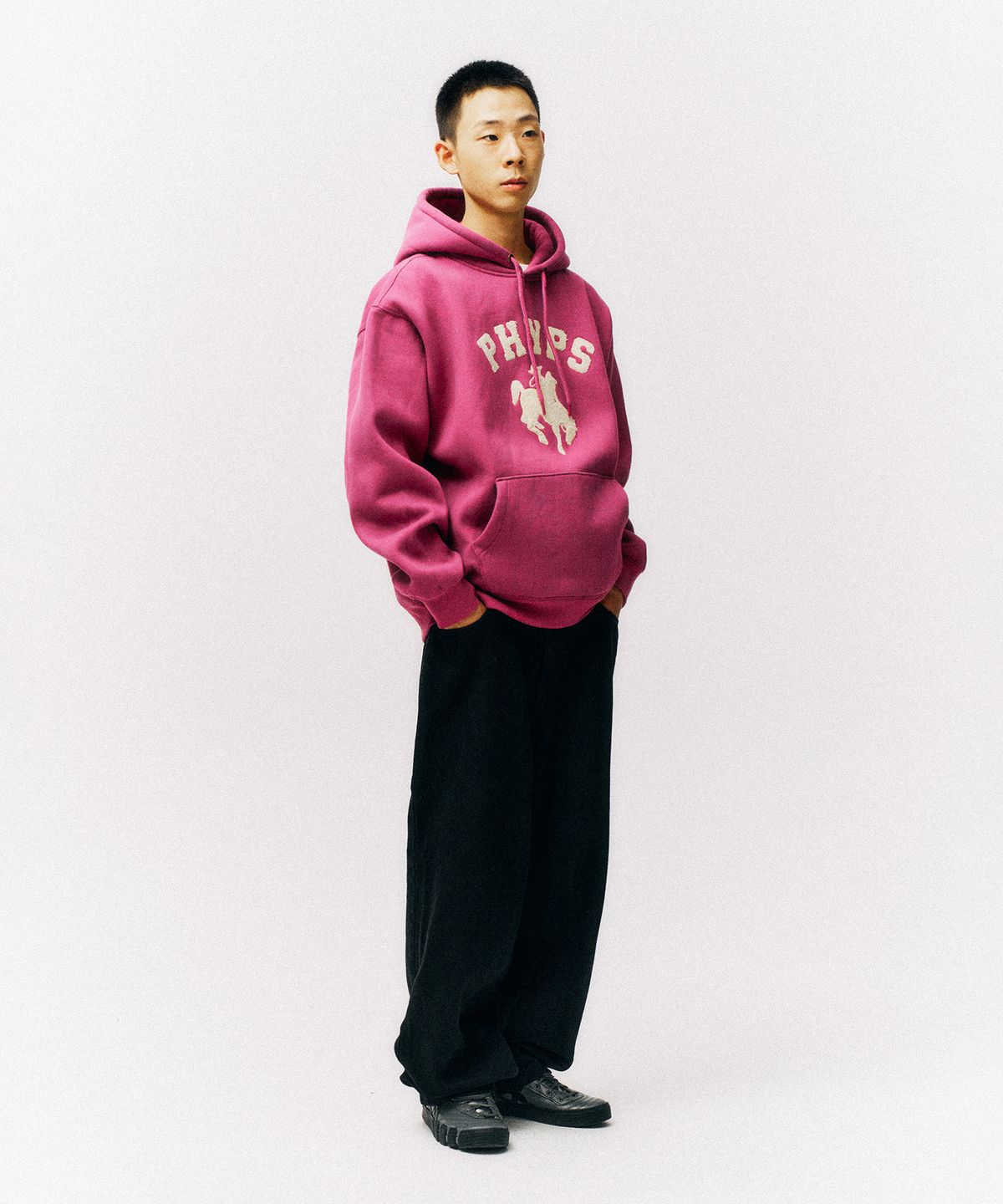피지컬 디파트먼트(PHYSICAL DEPARTMENT) 홀스 라이딩 베어 후드_다크 핑크