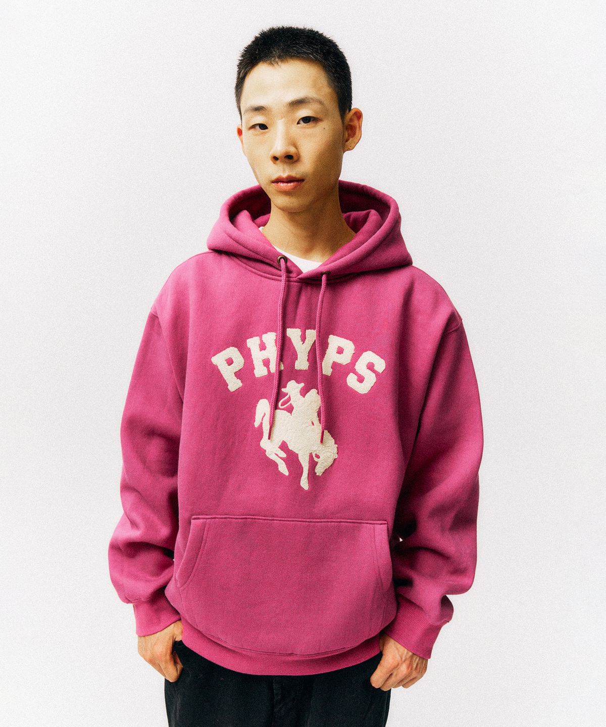 피지컬 디파트먼트(PHYSICAL DEPARTMENT) 홀스 라이딩 베어 후드_다크 핑크