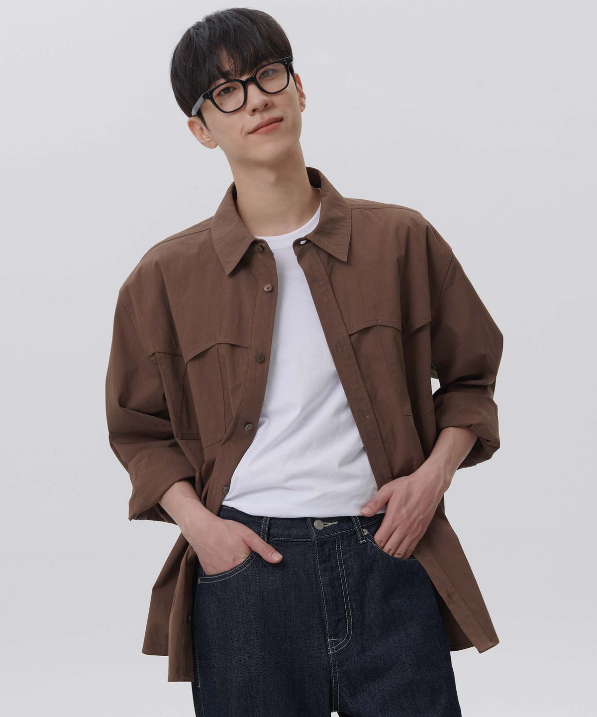 플랙(PLAC) 웨스턴 더블 포켓 레이어드 셔츠 브라운