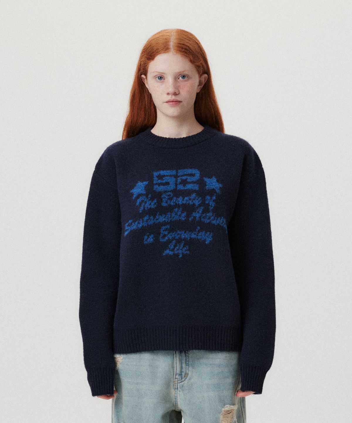 아메스 월드와이드(AMES-WORLDWIDE) 52 JACQUARD SWEATER NAVY(AM2EFUK600A)