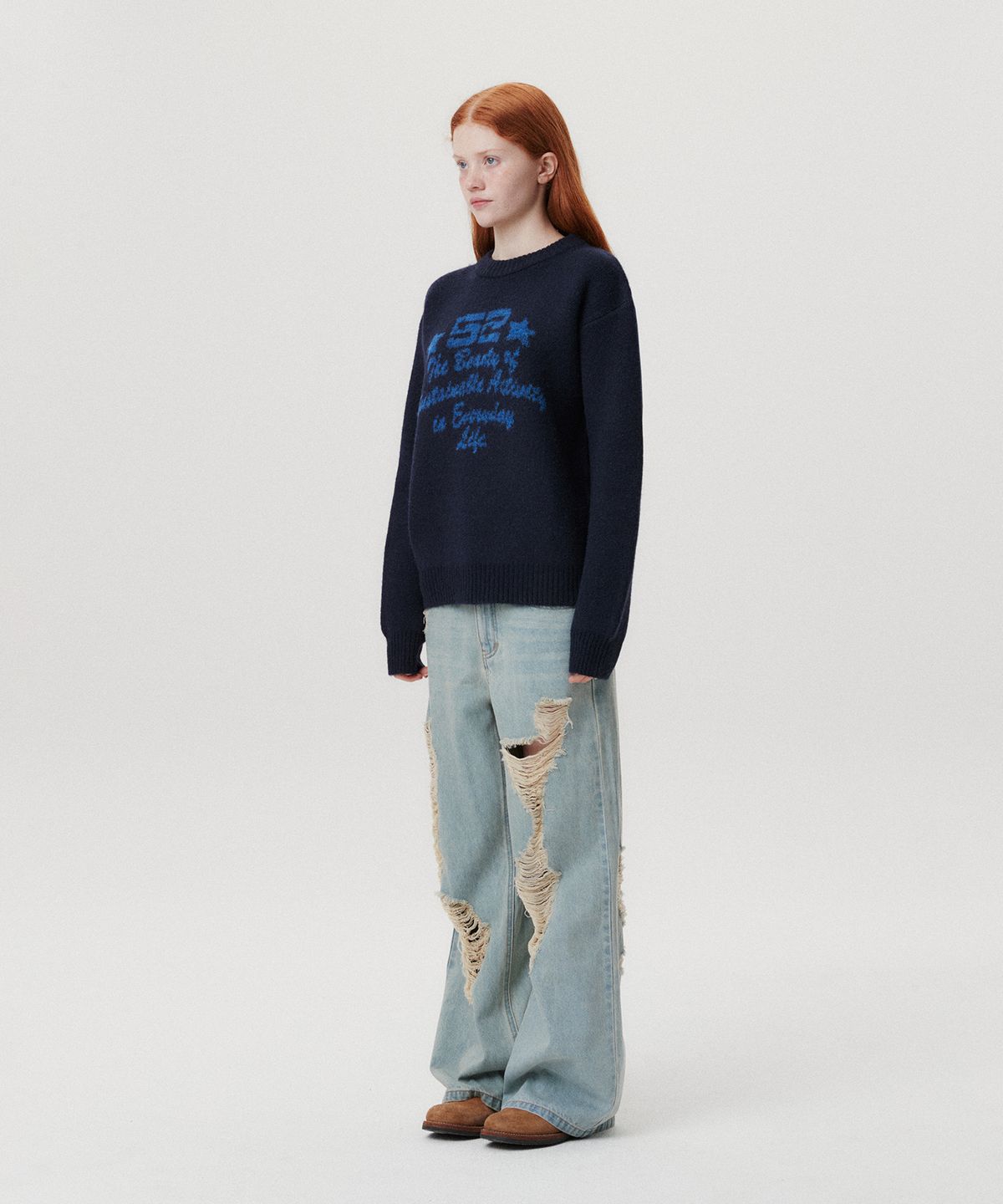 아메스 월드와이드(AMES-WORLDWIDE) 52 JACQUARD SWEATER NAVY(AM2EFUK600A)