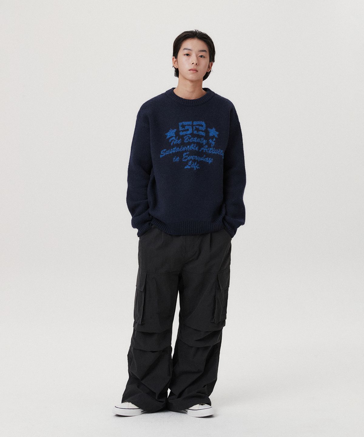 아메스 월드와이드(AMES-WORLDWIDE) 52 JACQUARD SWEATER NAVY(AM2EFUK600A)
