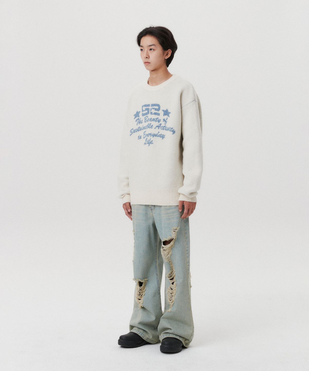 아메스 월드와이드(AMES-WORLDWIDE) 52 JACQUARD SWEATER IVORY(AM2EFUK600A)